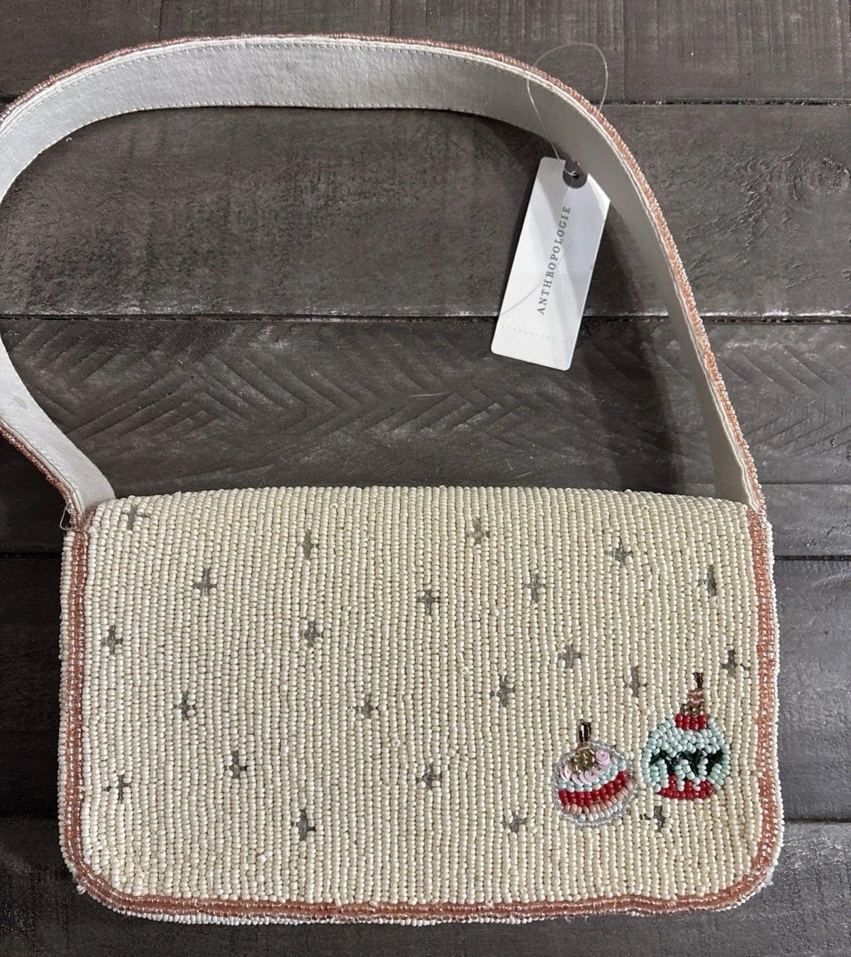 The Fiona Beaded Bag: Food & Drink Edition Plaid Martini Anthropologie NWT