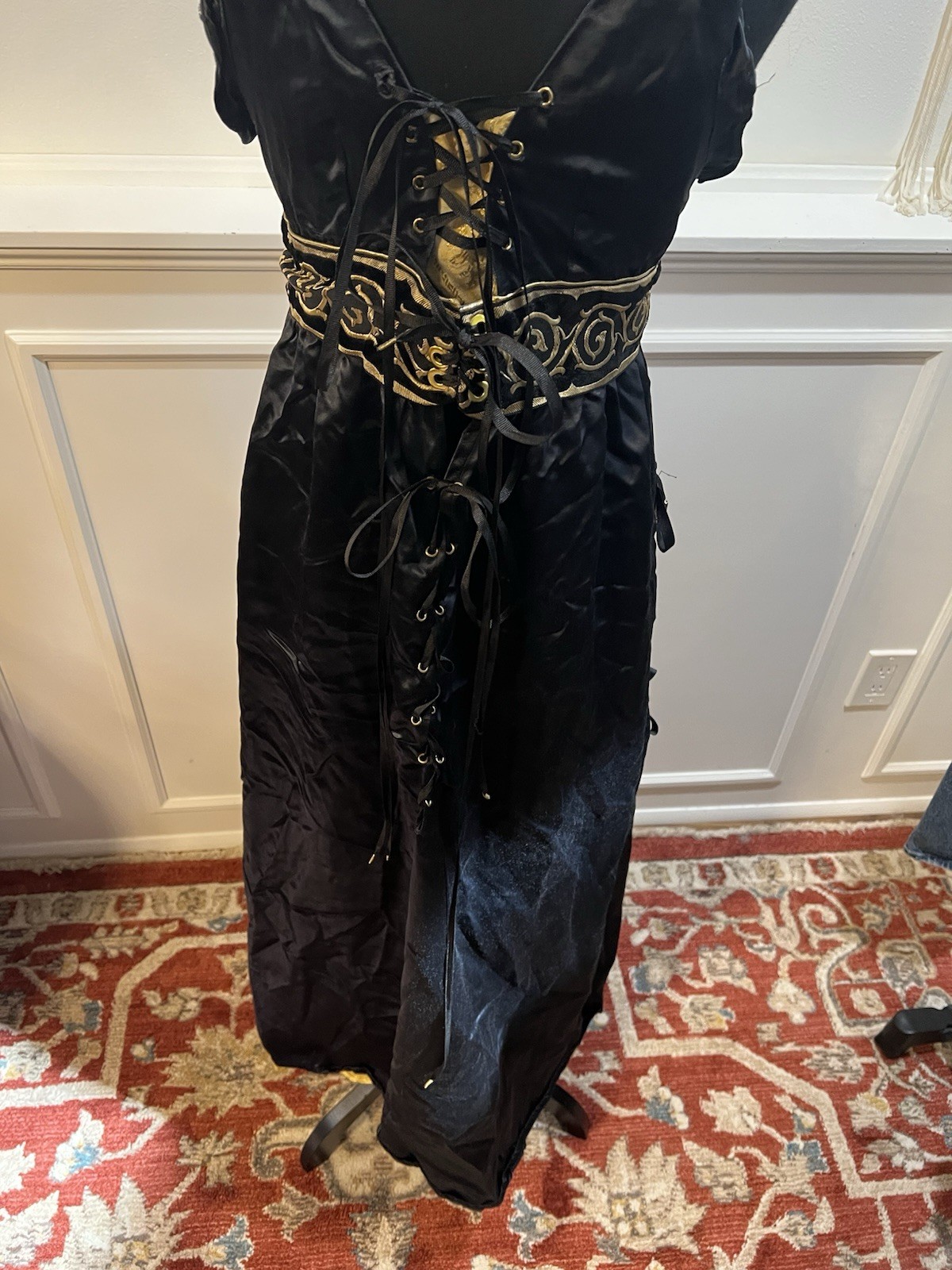 Medium Blue/Gold Satin Gothic Dress Medieval Renaissance Homemade Quality