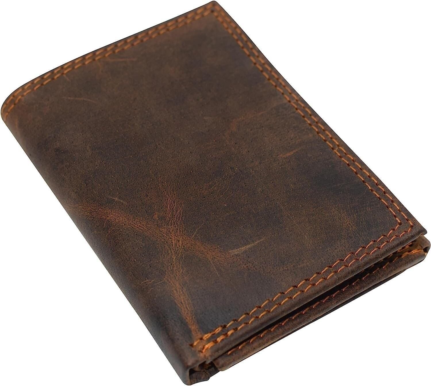 CAZORO Men’s RFID Protected Slim Trifold Wallet Premium Vintage Leather…