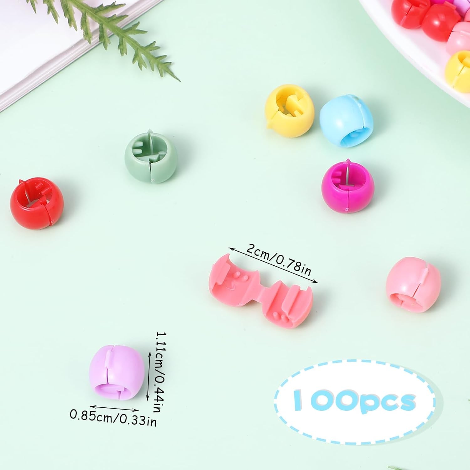 100PCS Mini Hair Beads Rainbow Tiny Claw Clips Colorful Braid Accessories