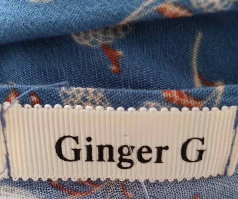 Ginger G Top M Darling Blue Floral Boho Hippie Flowy Rayon Hi Lo Hem Tank Shirt