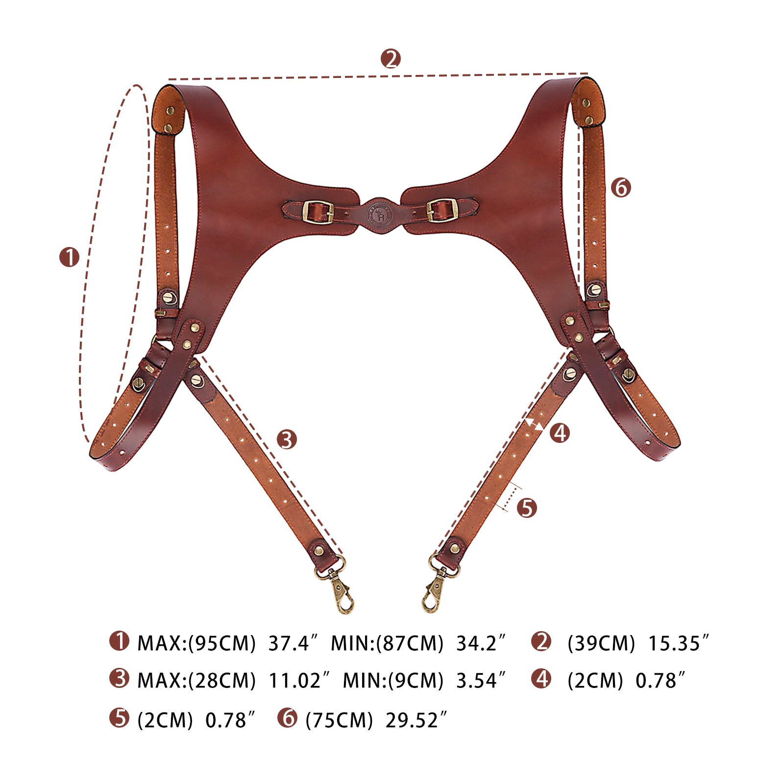 Tourbon Leather Men’s Suspenders Harness Punk Chest Vintage Hooks Pants Braces