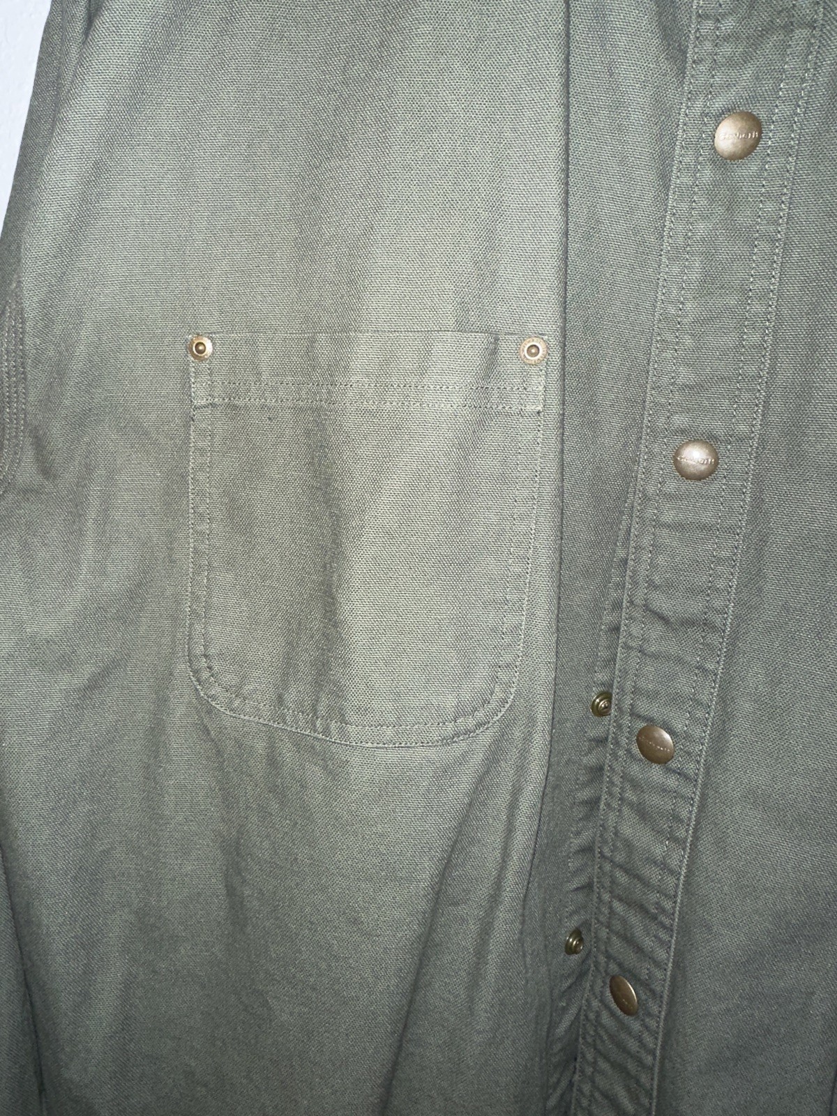 Vintage Carhartt Mens XL Flannel Lined Canvas Shirt Jacket Shacket Green Plaid⁠