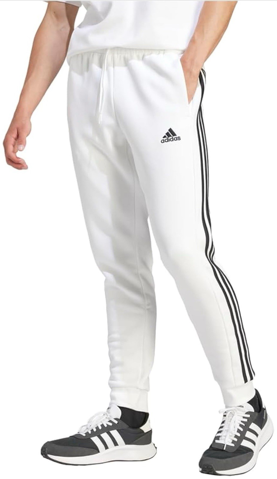 Adidas 3-Stripe Tapered Cuff Sweatpants / Pants – NWT Mens 3XL White – #46404-B4