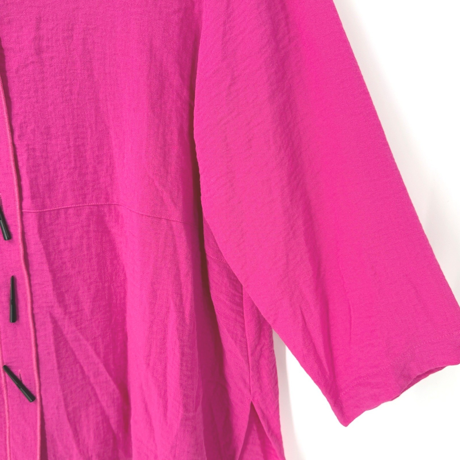 Ali Miles Toggle Button Front Blouse Top Women SZ Petite XL Pink Artsy Lagenlook