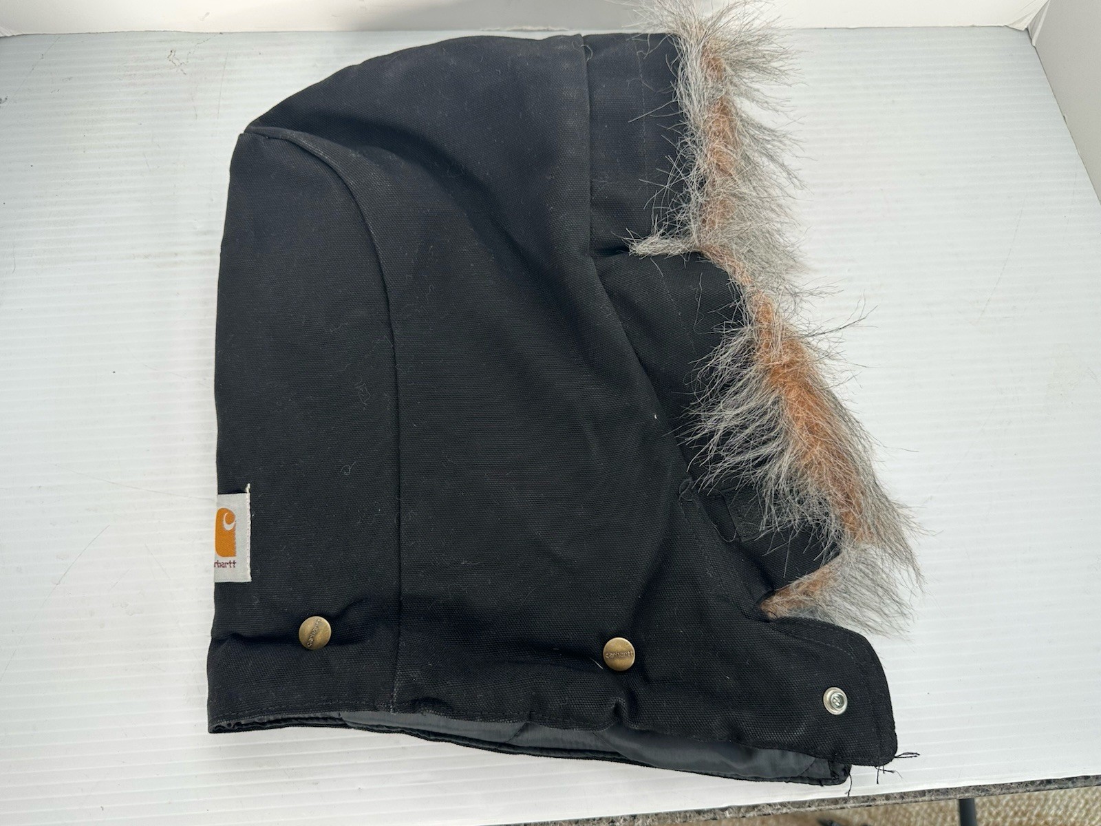 Carhartt Hood Mens A01 BLK Black Arctic Quilt Lined Fur Snap On USA VTG