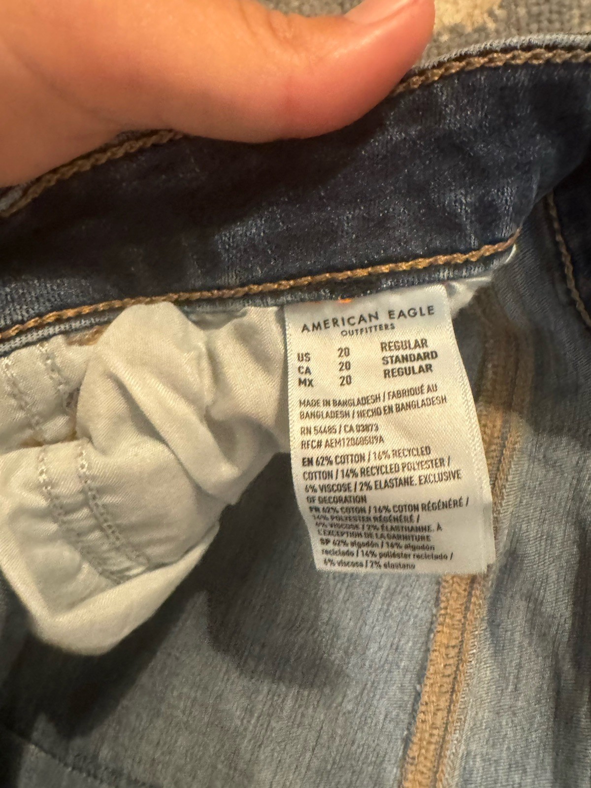 American Eagle Women’s Blue Stretch Denim 5-Pocket Skinny Jeans Size 20 Regular