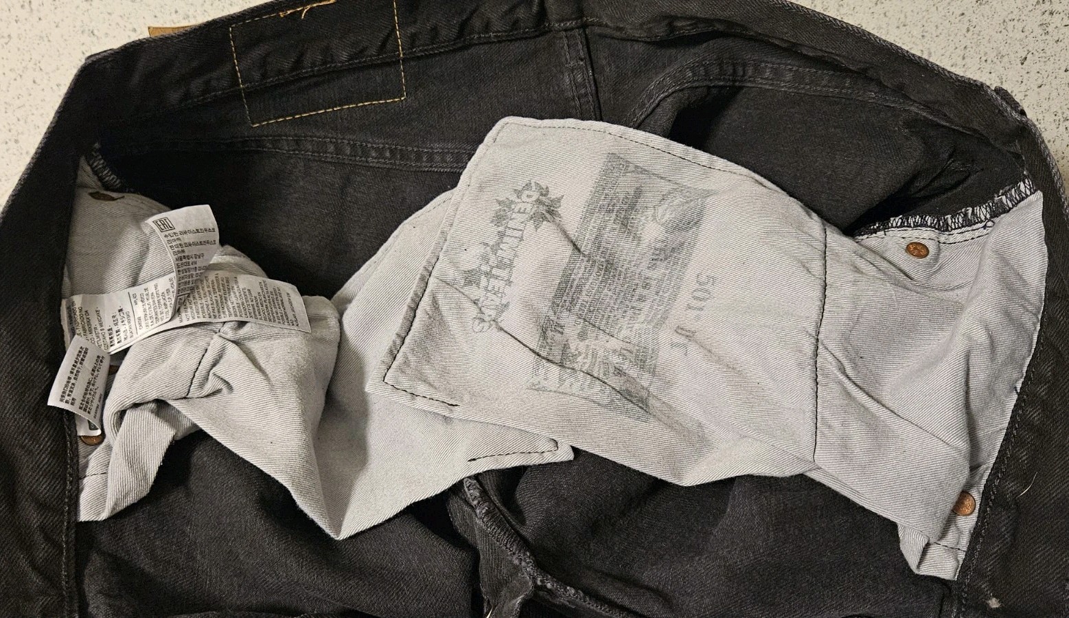 Denim Tears x Levi’s 501 Button Fly Big E Jeans Black Grey Men’s Sz 36 x 34 NWOT