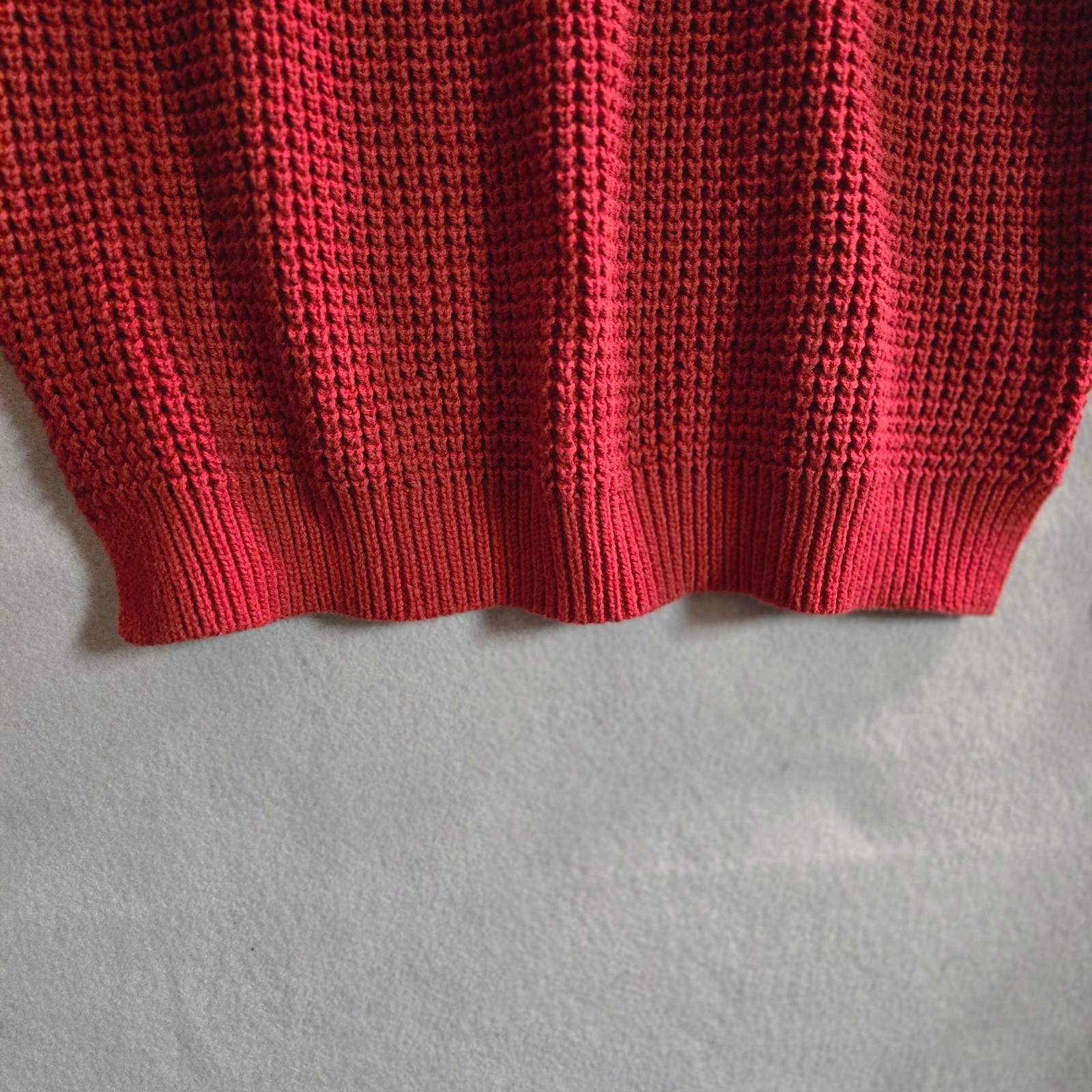 Ambiance Apparel Red Waffle Knit Crewneck Sweater Large Style 65950