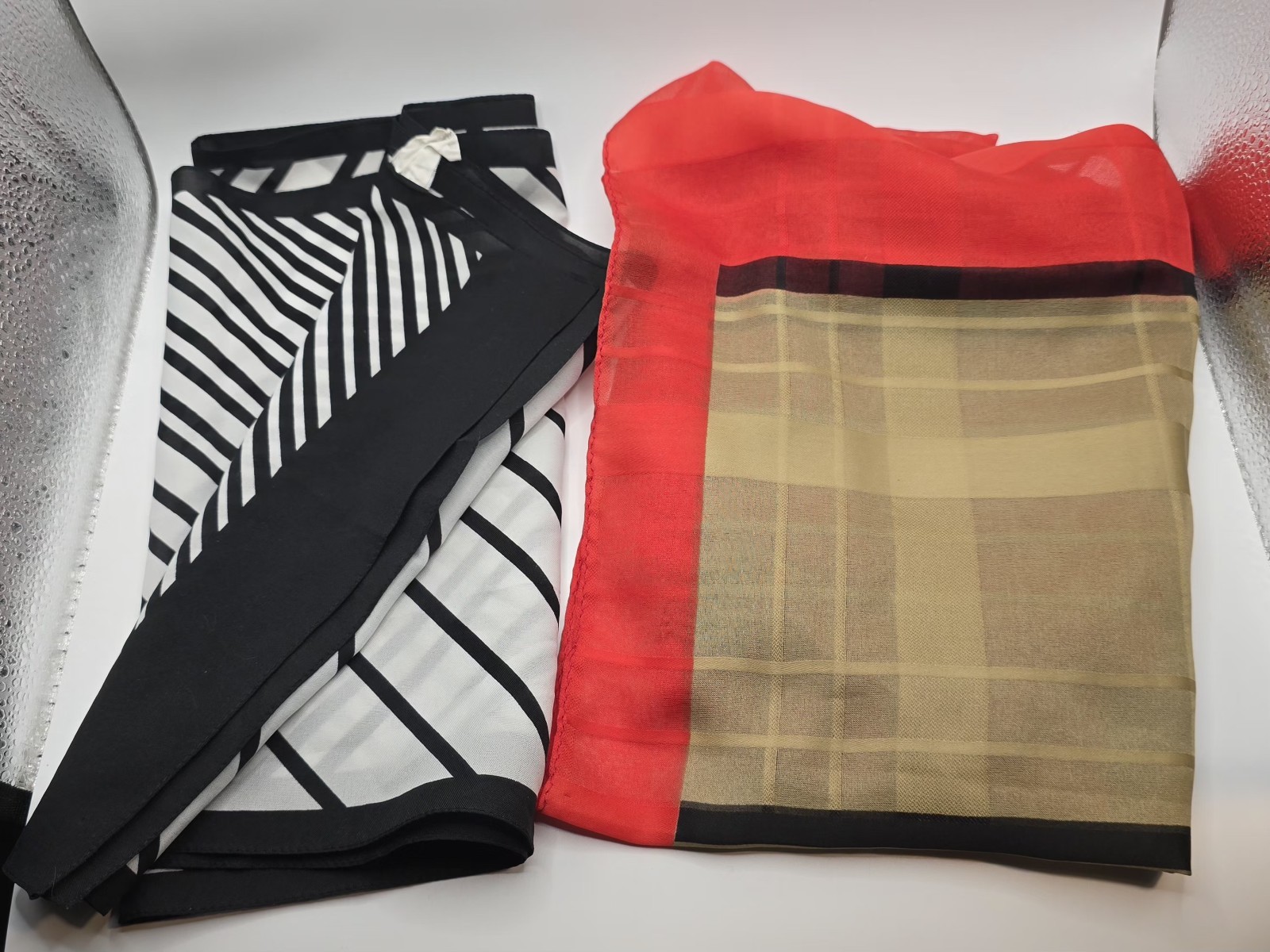 Lot Of 2 Made In ITALY 100% Polyester Scarves Stripes