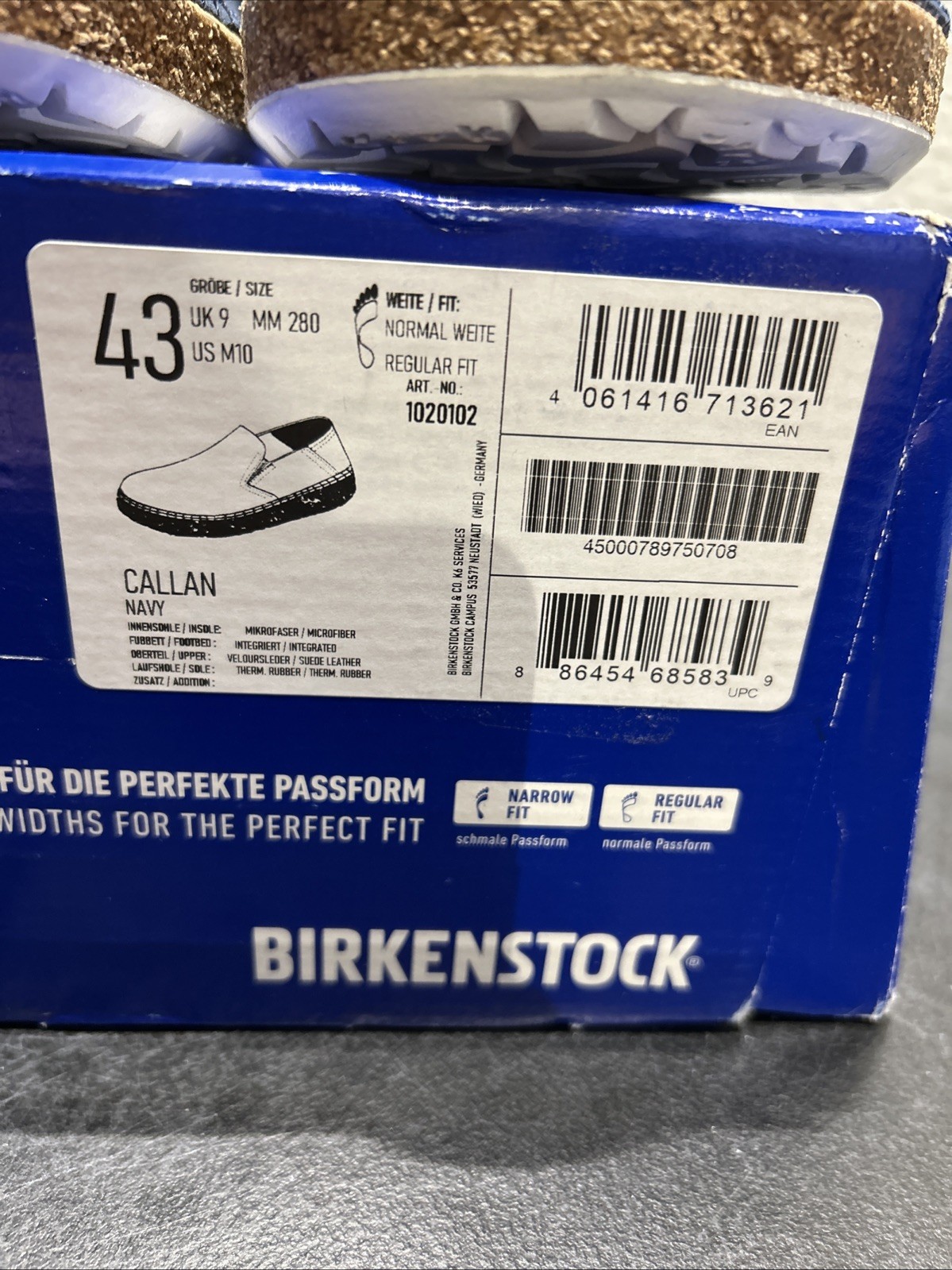 Birkenstock Callan Suede Navy EU 43 US M10 Mens