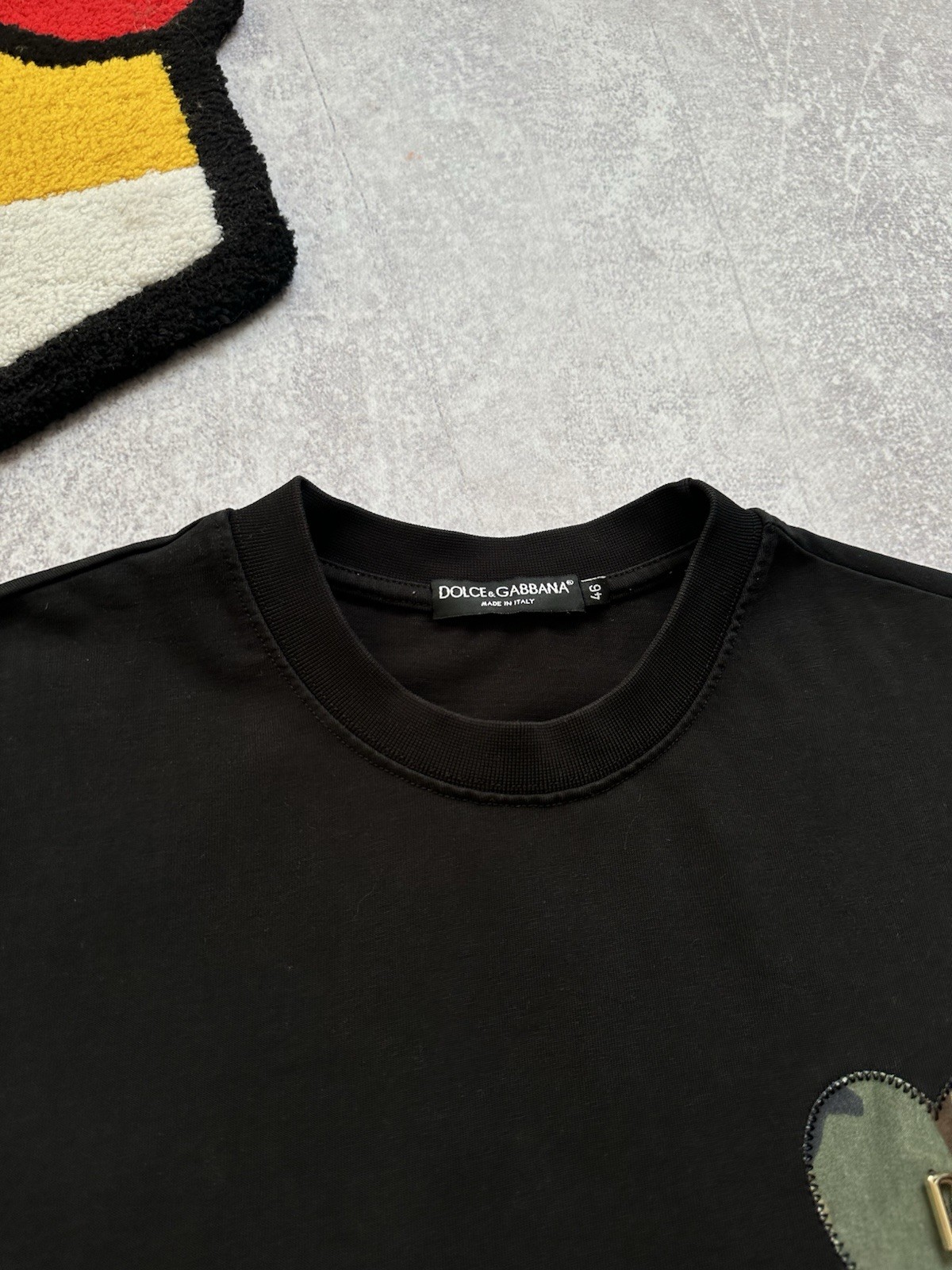 Dolce & Gabbana DG Heart Camo Patch Black T-Shirt IT 46 Fits Men’s L
