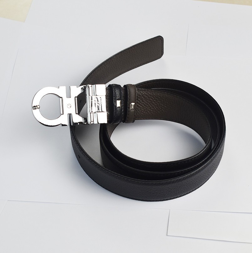 Ferragamo Reversible Men Belt Black /Brown length 120cm +Silver Gancini buckle