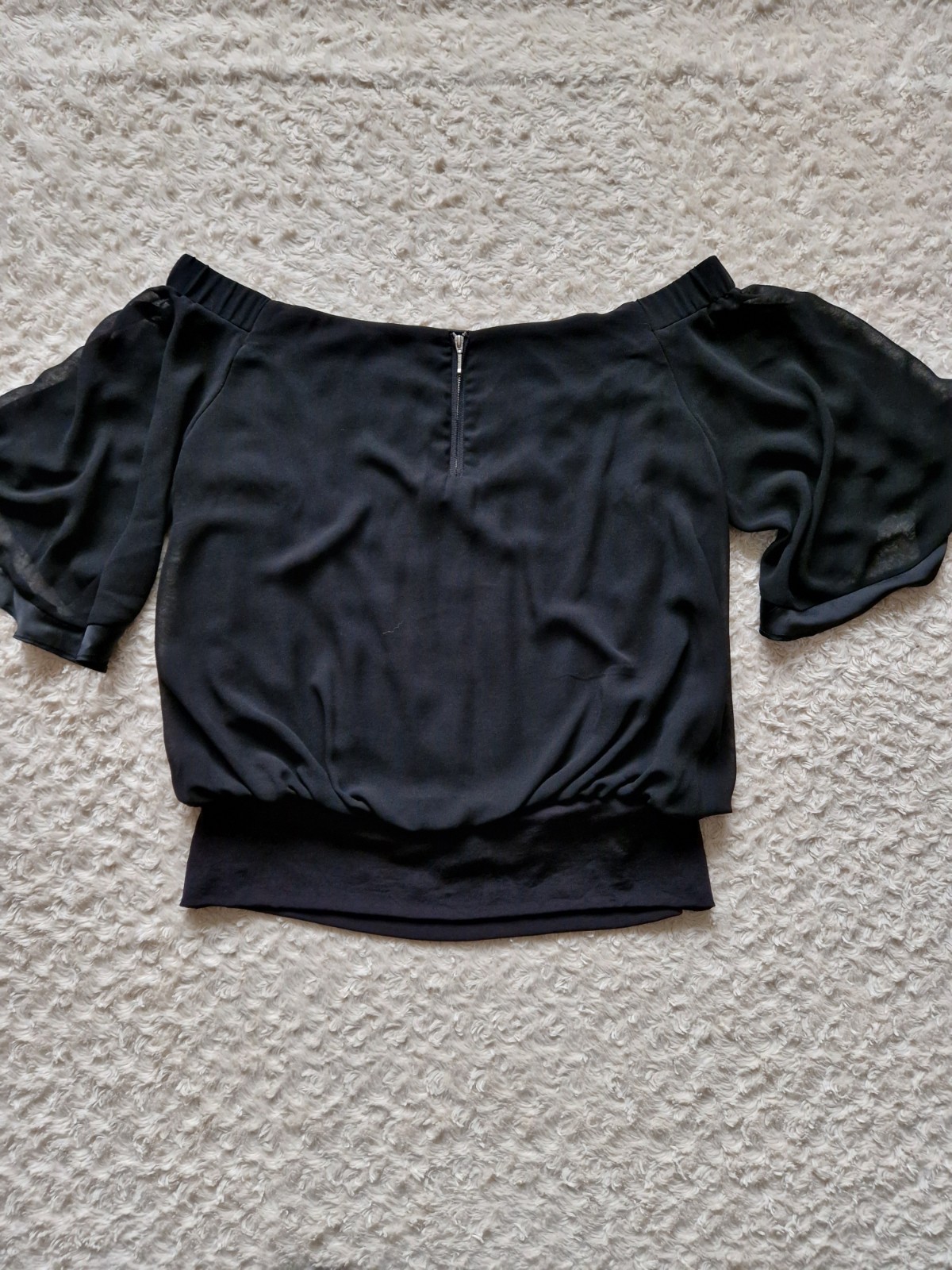 Coast Off The Shoulder Black Top Blouse. Party Cocktail Evening Wear Size 18