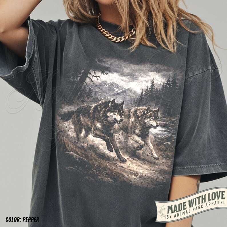 Wolves Running Vintage Wolf Graphic Comfort Tee Animal Nature Pack