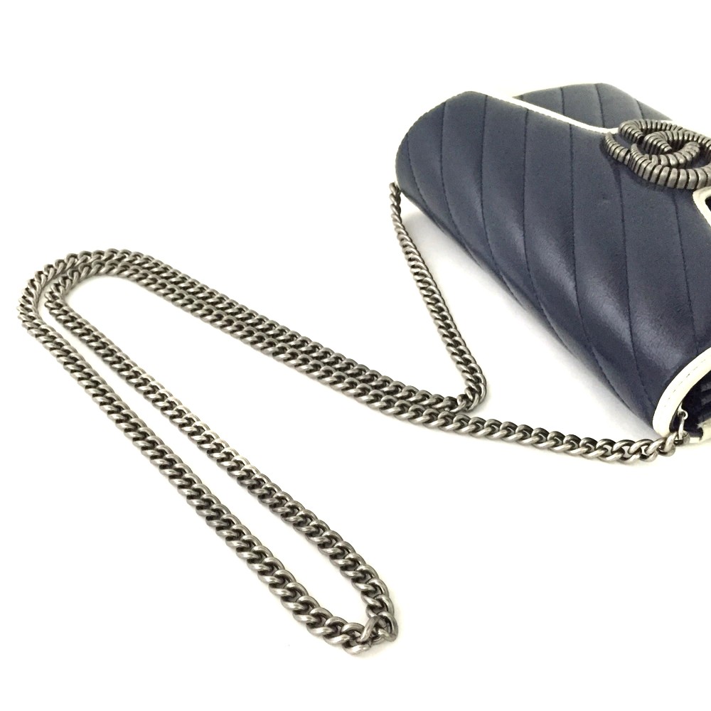 EGA GUCCI GG Marmont Quilted Leather Wallet On Chain WOC Shoulder Bag/7CC0159