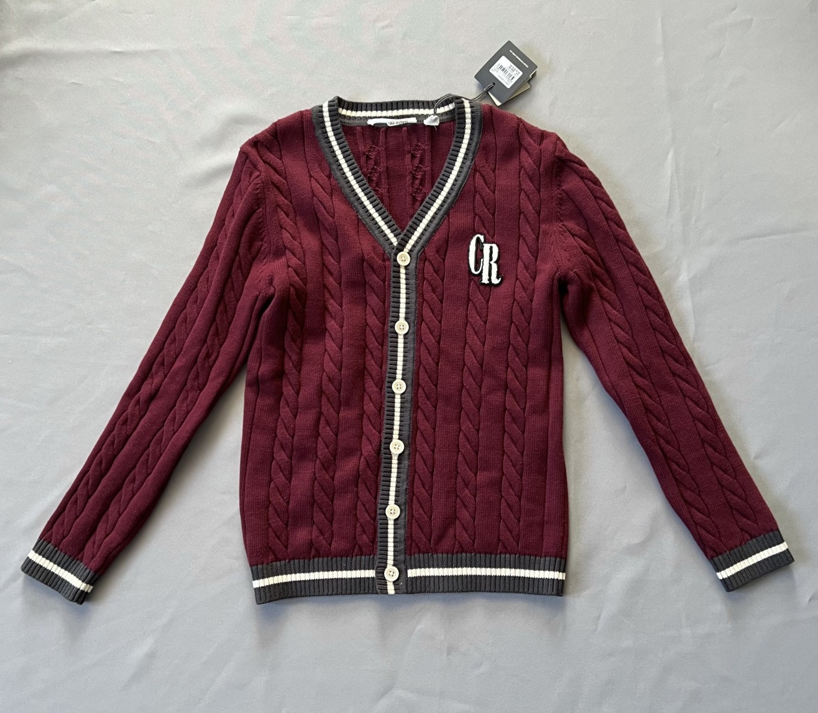 NEW WITH TAGS COUNTRY ROAD Kids BOYS VARSITY ‘GARNET’ CARDIGAN SZ 10 RRP $79.95