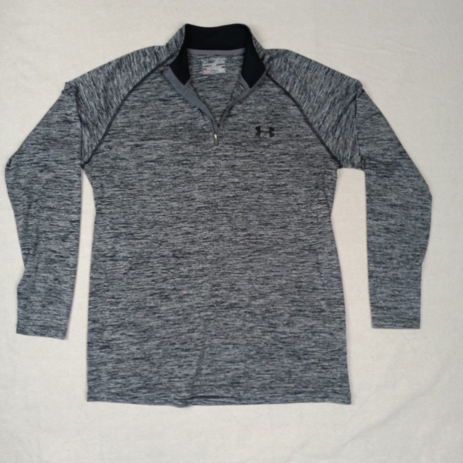 Under Armour Mens Medium HeatGear 1/4 Zip Pullover Grey Space Dye 1242220