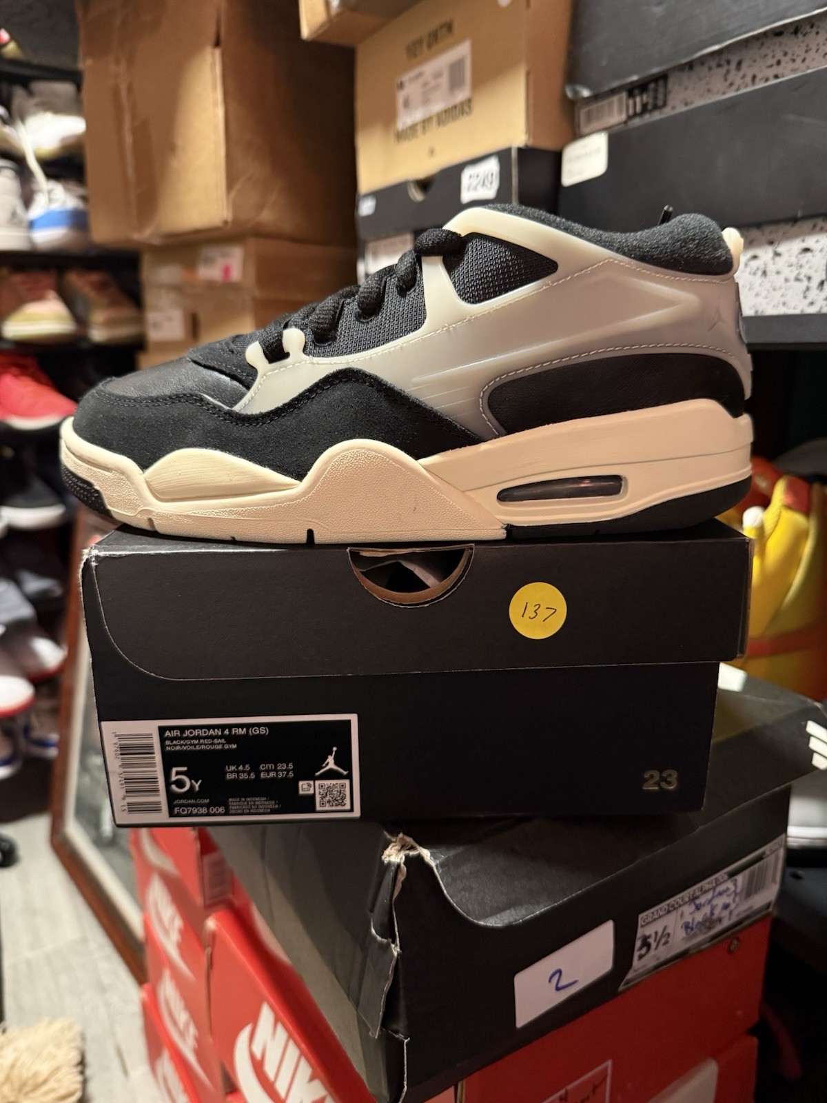 Jordan Air Jordan 4 RM (GS) Kids Sneaker Black Saul Size 5Y FQ7938-006