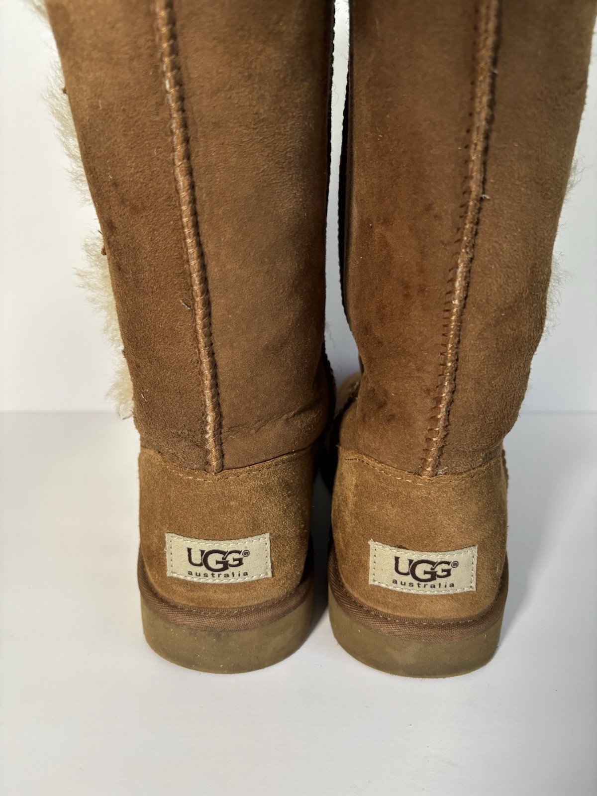 UGG Australia Bailey Button Triplet Brown Knee High Suede Sheepskin Women 4