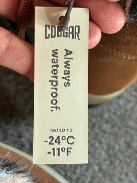 NWT WOMENS COUGAR VANITY WATERPROOF SUEDE WINTER BOOTS TAN/LEOPARD FAUX FUR 10M