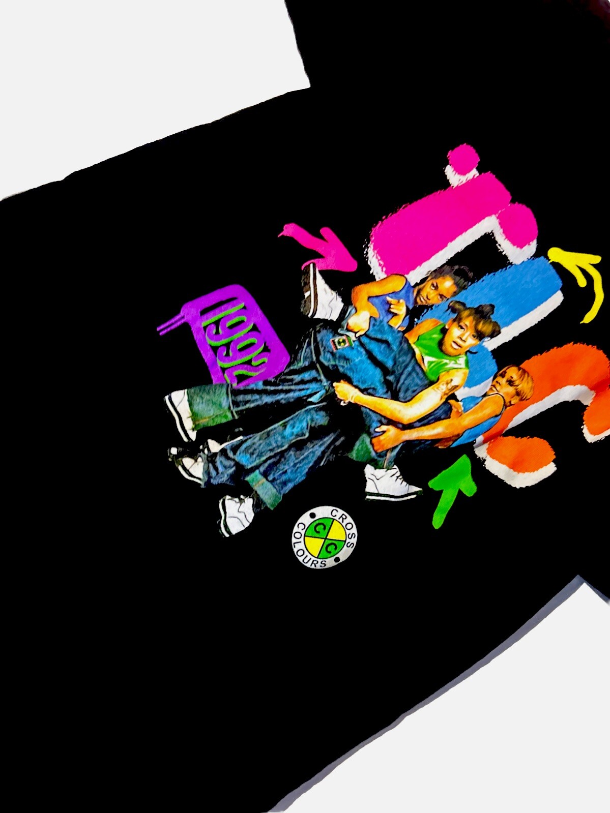 Cross Colours size XS Black Rare Graphic TLC Hip Hop Shirt Top 90s Vintage NWOT
