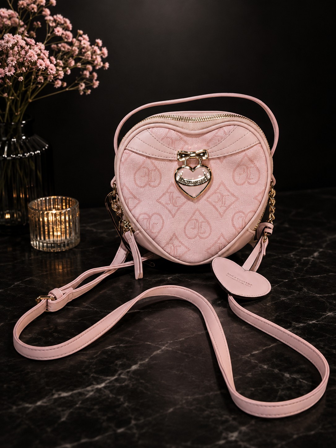 Juicy Couture Precious Moments Heart Crossbody Bag Pink Clay NWOT