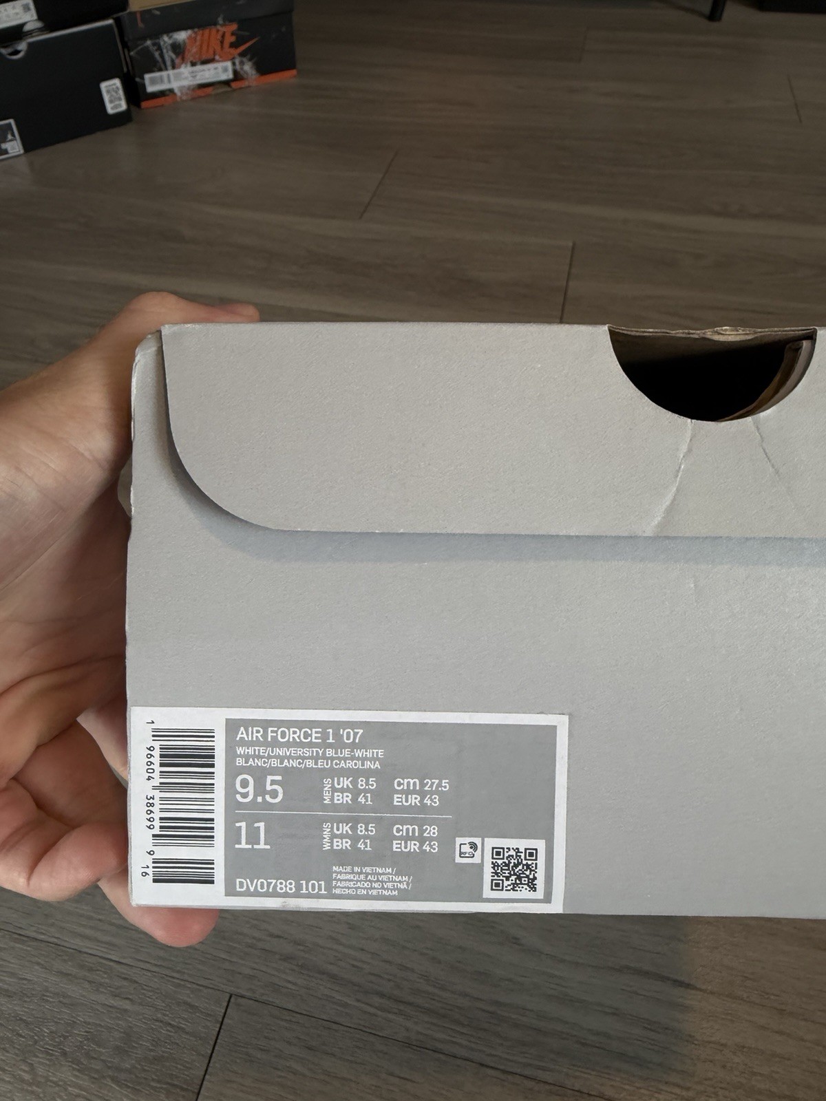 Nike Air Force 1 ’07 Shoes ‘White/University Blue’ DV0788-101 Size 9.5 MENS NEW