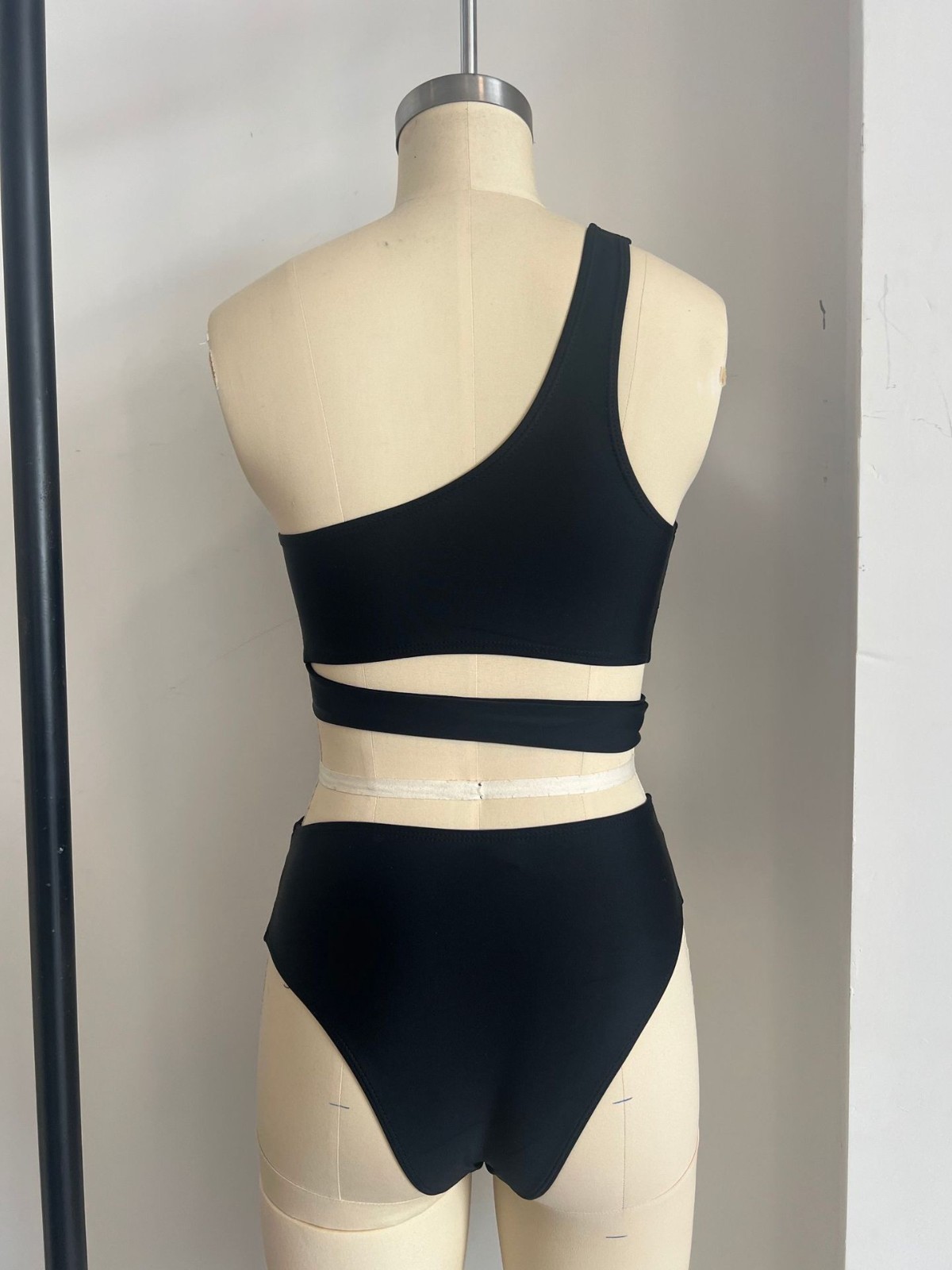 One Shoulder Cutout Bikini Set Hollow High Cut Two Piece Swimsuit Women