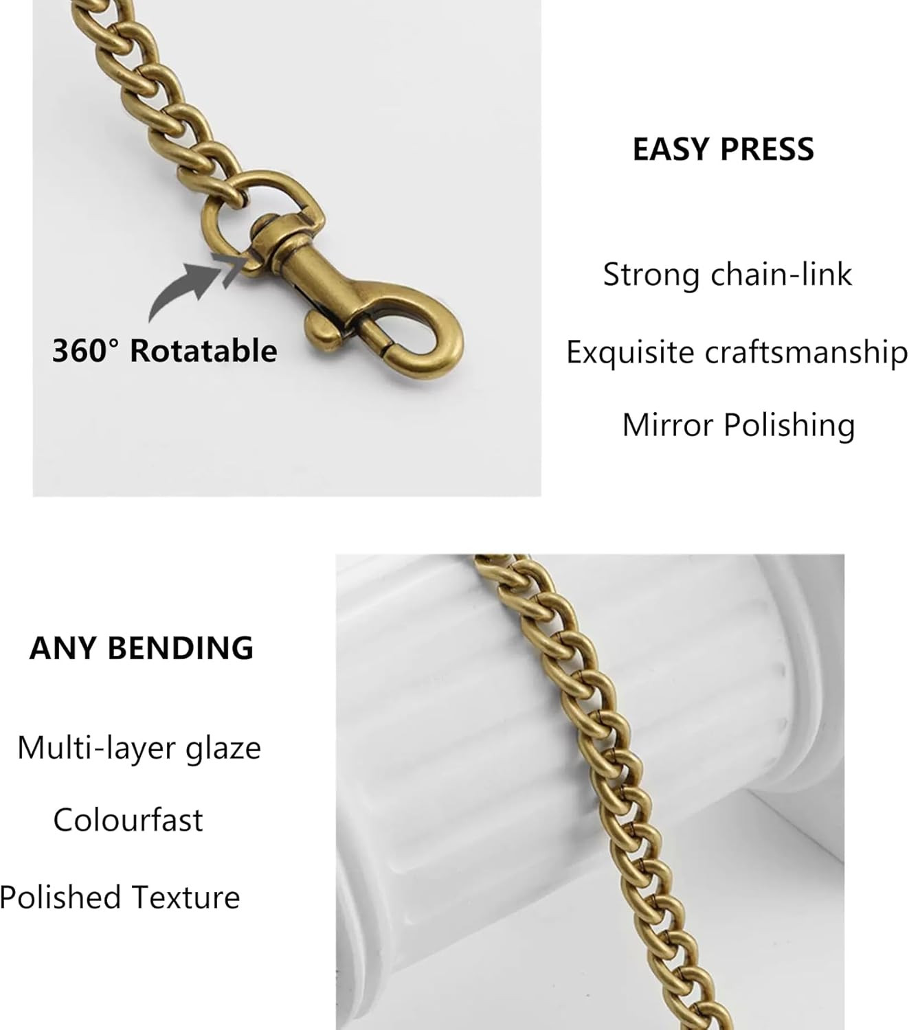 Oaikor Iron Flat Antique Bag Chain Strap for Replacement Purse Shoulder Handbag