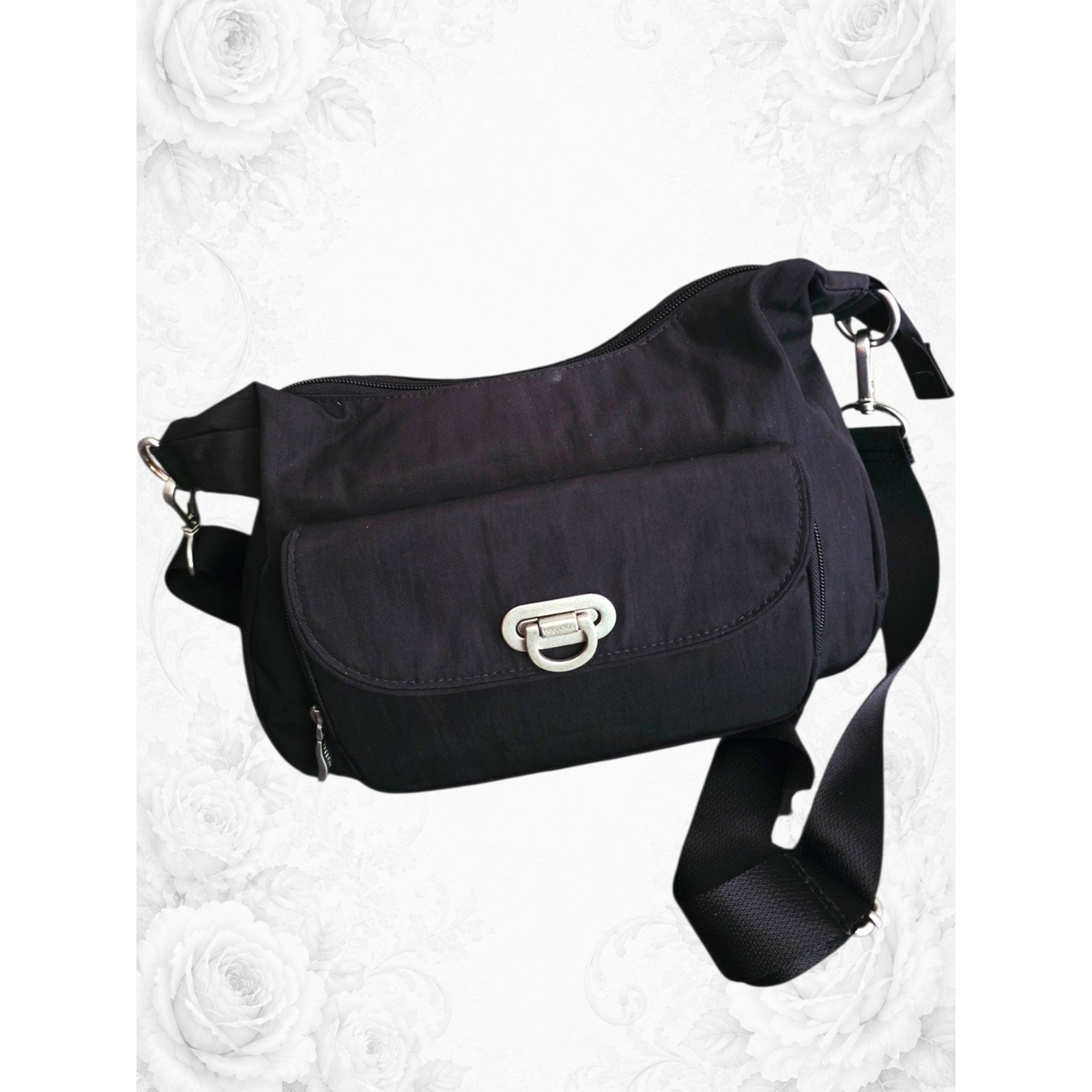 Baggallini RFID Satchel Crossbody Bag Black Travel Purse Organizer Handbag