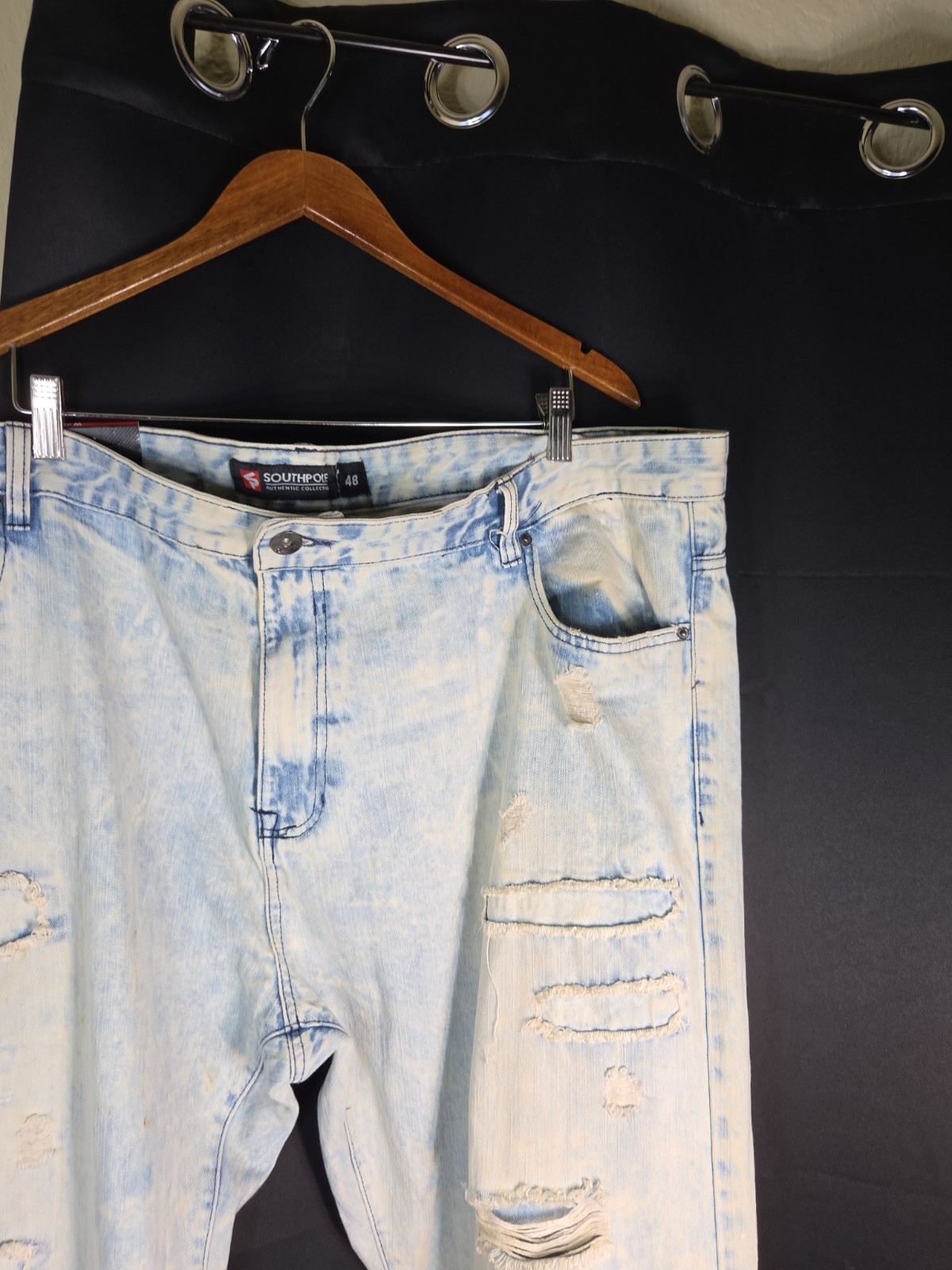 Southpole Mens Jeans 48 to 50″x 32″ 100% Cotton Acid Wash Denim Retro Distressed