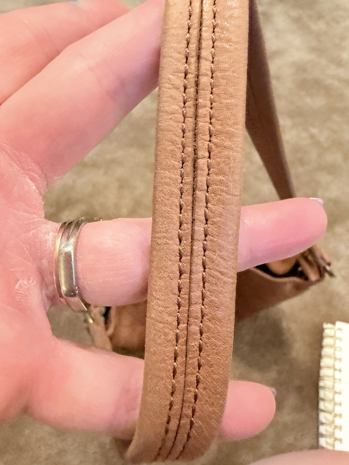 The Sak Brown Floral Embossed Shoulder Bag Zip Closure Studded Detach Strap