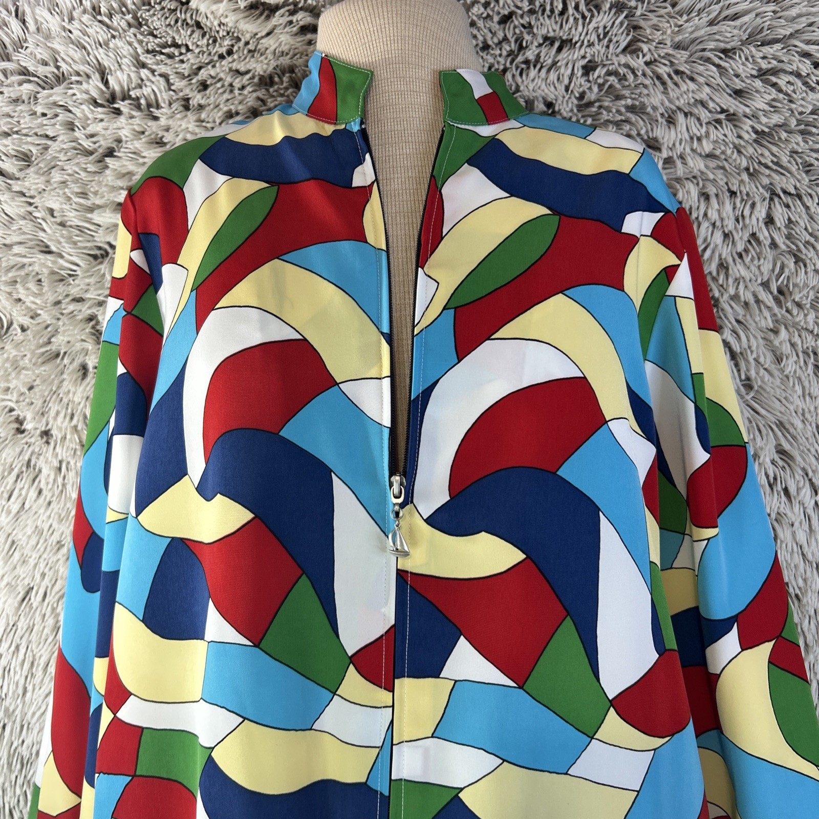 Colorful 90’s Bold Zip Up Lightweight Jacket Bomber Hip Hop Medium