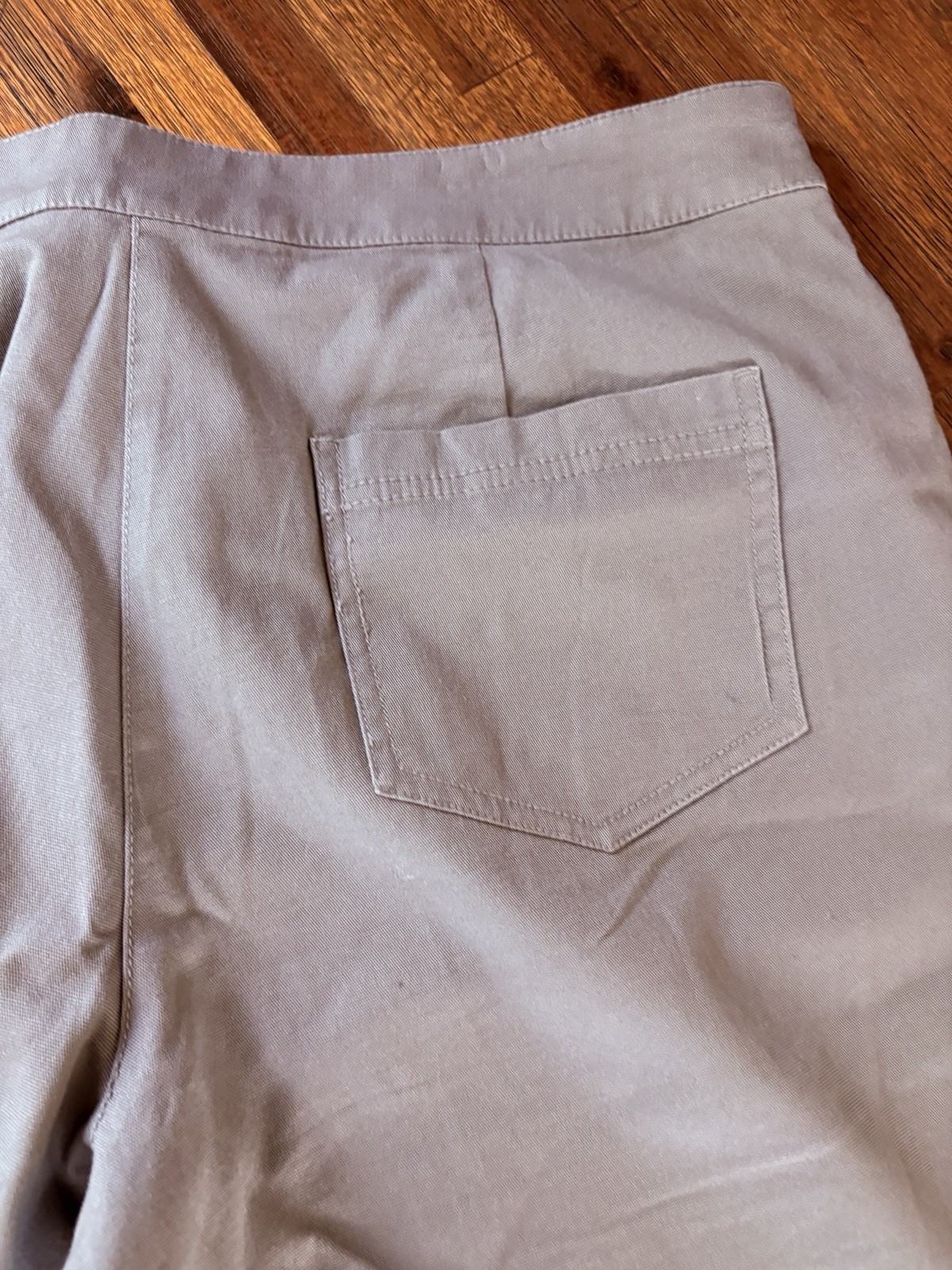Eileen Fisher Pants Taupe Size Large Wide Leg 37” X 31” 97% Cotton / 3% Spandex