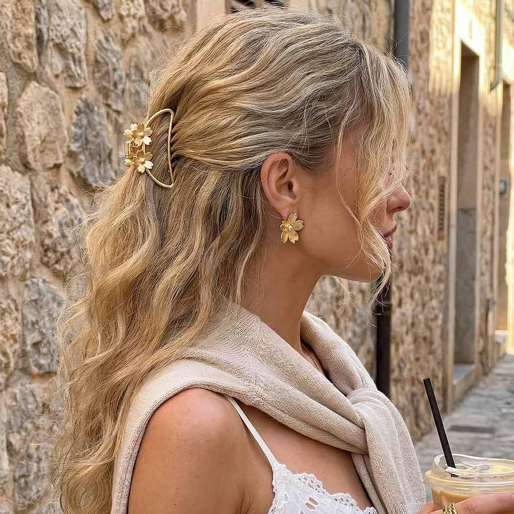 CAKURE Gold Hair Clips Metal Small Claw for Thin Accessories