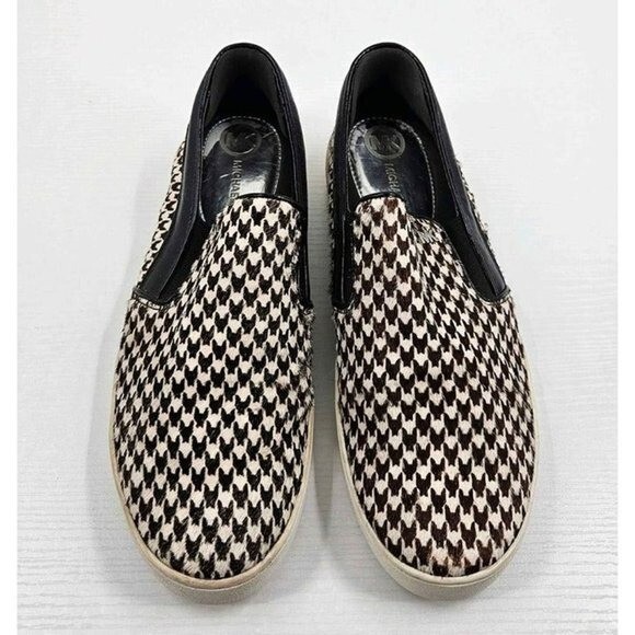 Michael Kors Keaton Black White Print Smooth Feel Sneaker Shoe Sz 6.5