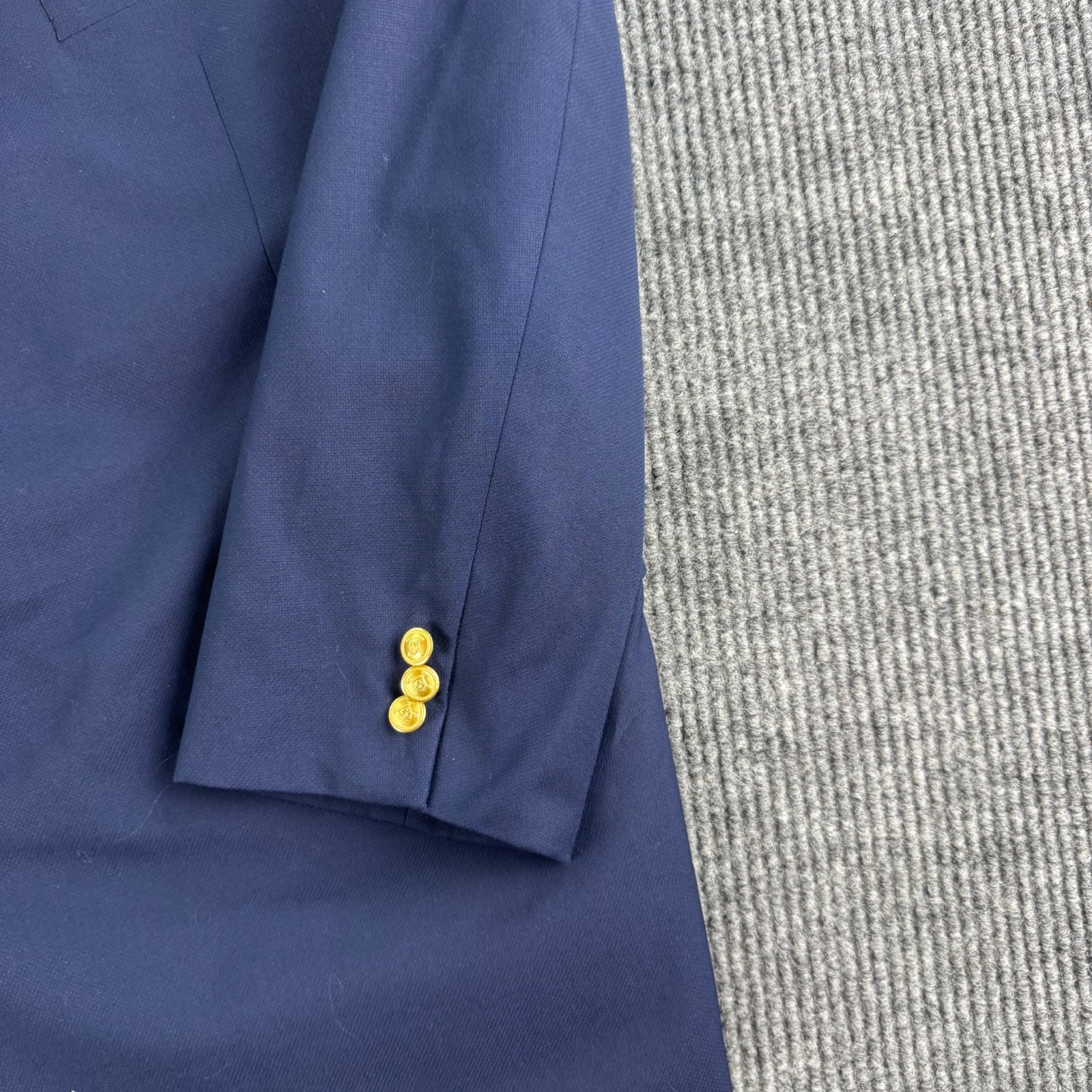 Ralph Lauren Blazer 56 L Navy Wool Gold Button Logo Crest Premium Big Tall LRL
