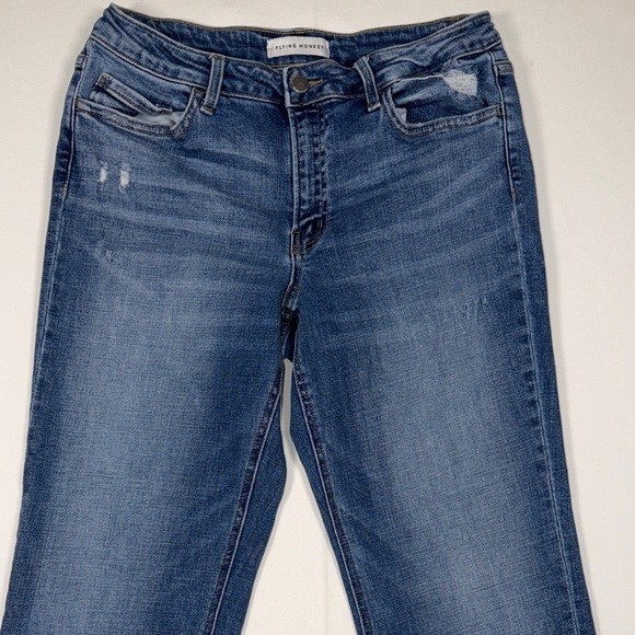 Flying Monkey Womens Straight Leg Distressed Medium Wash Jeans F5205 Size 30