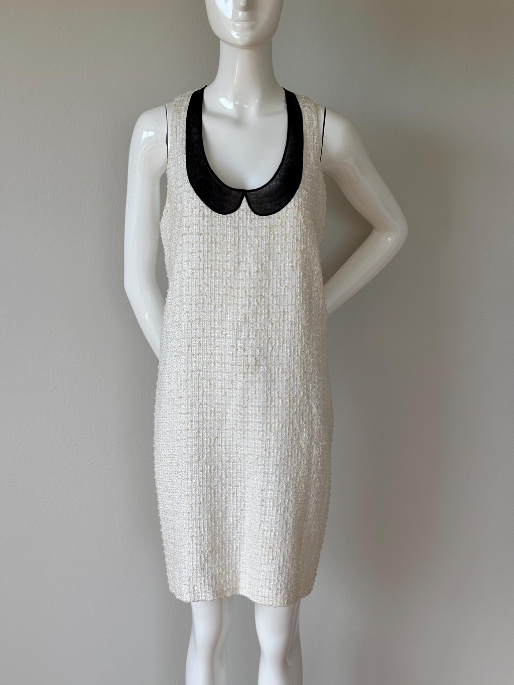 Red Valentino Bouclé Dress White Tweed Dress Peter Pan Collar
