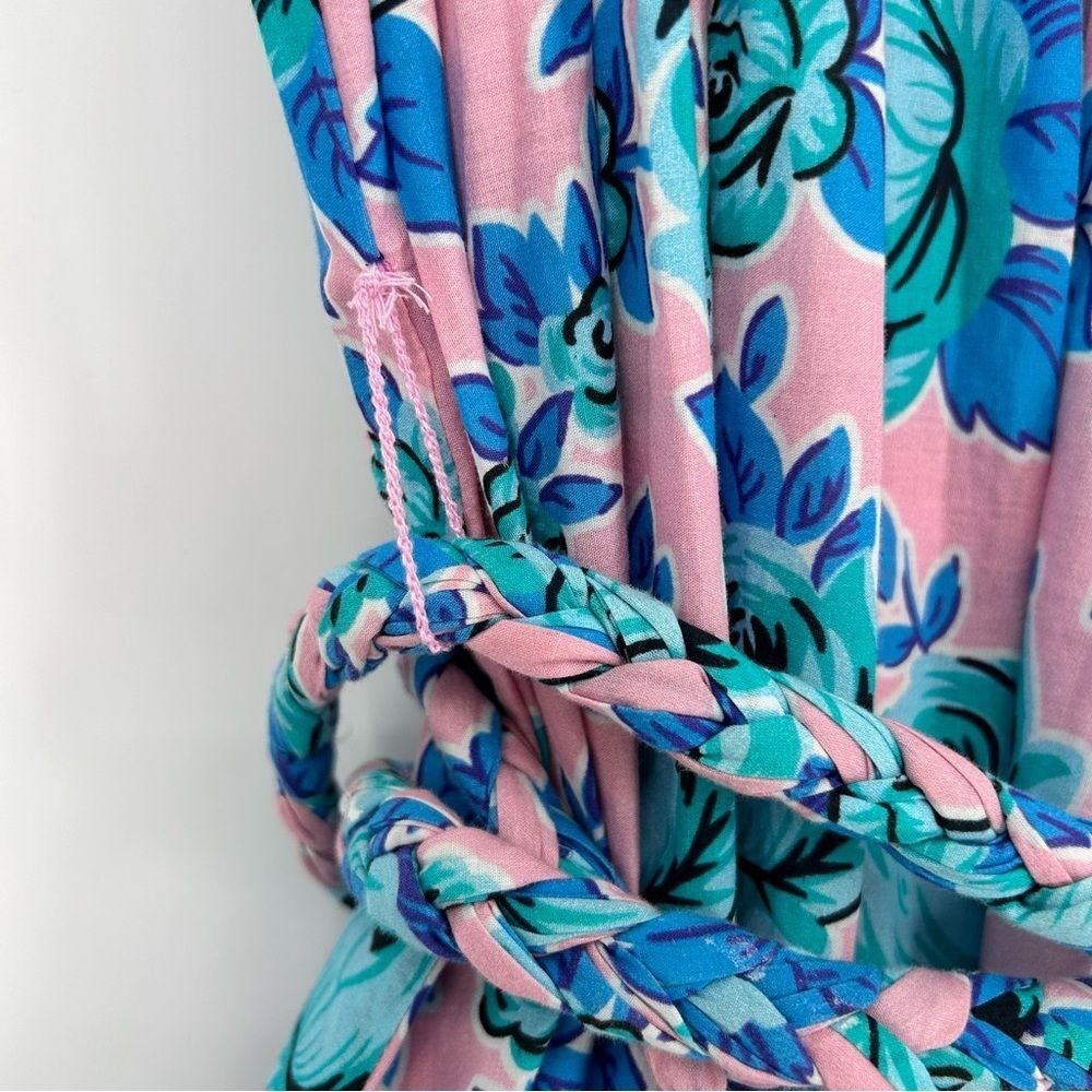 Rhode Nala Mini Dress Printed Cotton Blue Pink Floral Pop Size Large