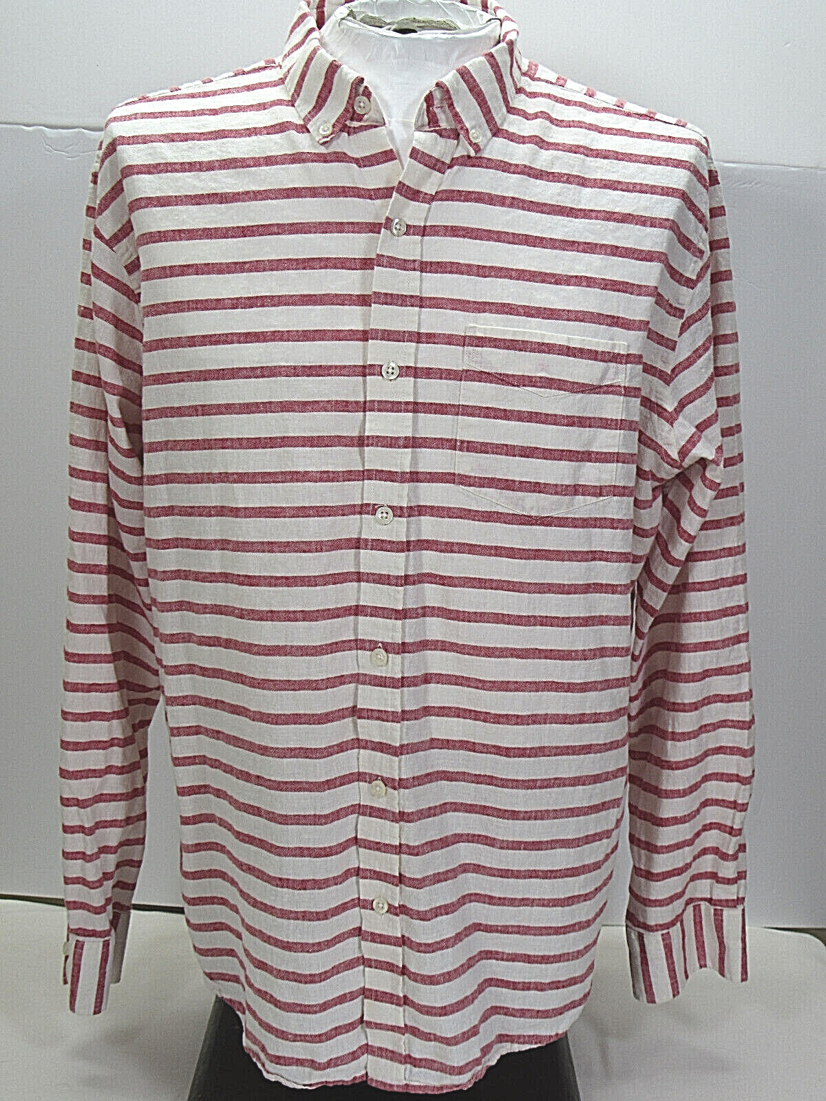 Old Navy XL [ 50in Chest 30L ] Button Up Striped Linen Blend Slim Fit