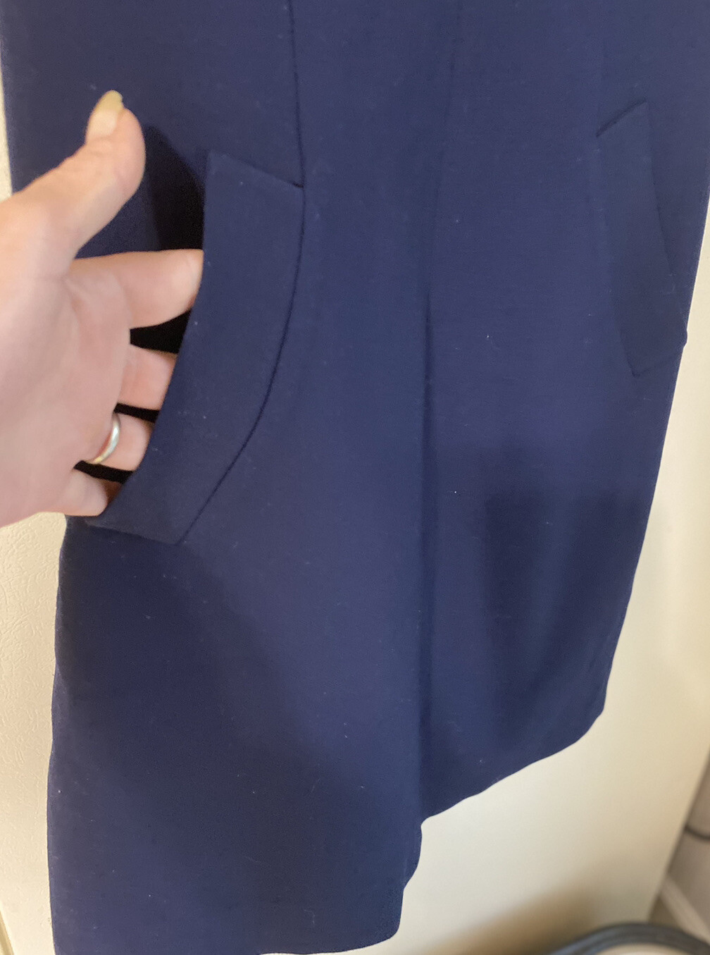 Diane Von Furstenburg Capreena Shift Dress Size 6 Navy Blue Pockets Sleeveless