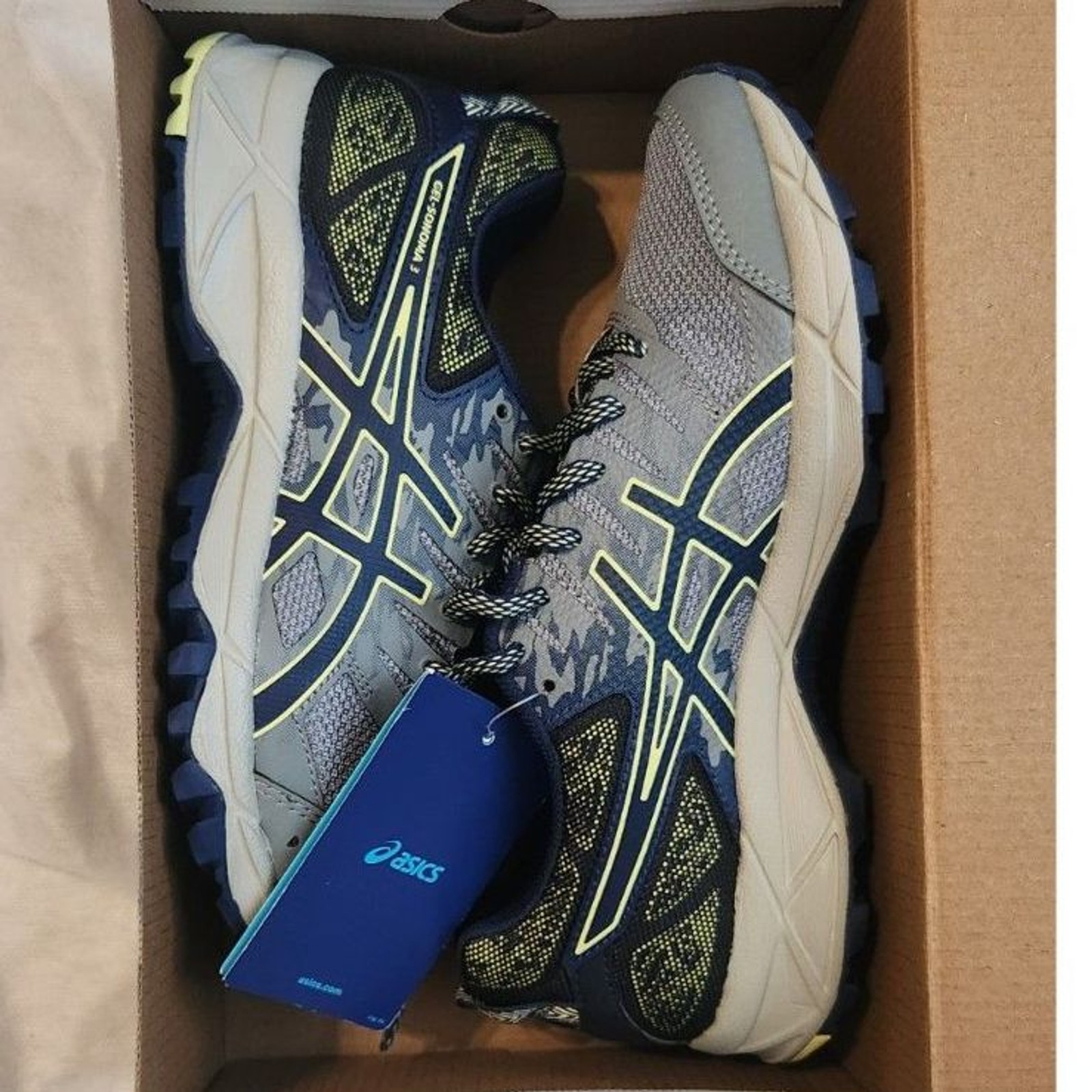 ASICS Women’s Gel-Sonoma 3 Trail Running Shoes Grey/Blue/Lime Size 6 B(M) US