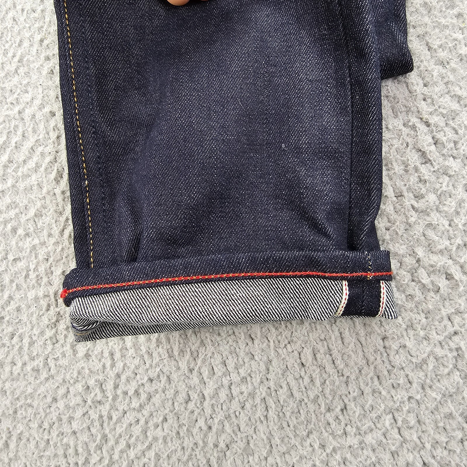 Gustin Selvedge Jeans Mens 31×34 Blue Dark Wash Denim Skinny Button Fly USA