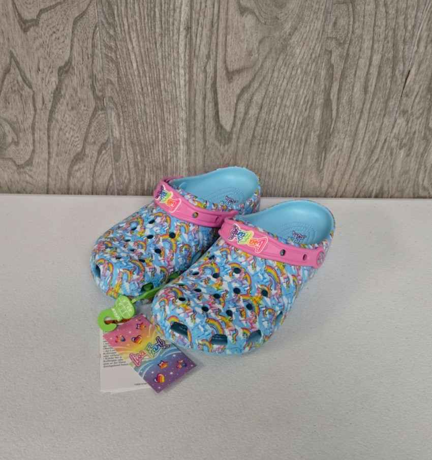 Lisa Frank Crocs Junior Youth Rainbow Unicorn Size Junior J6 – 9.5″ Blue Purple