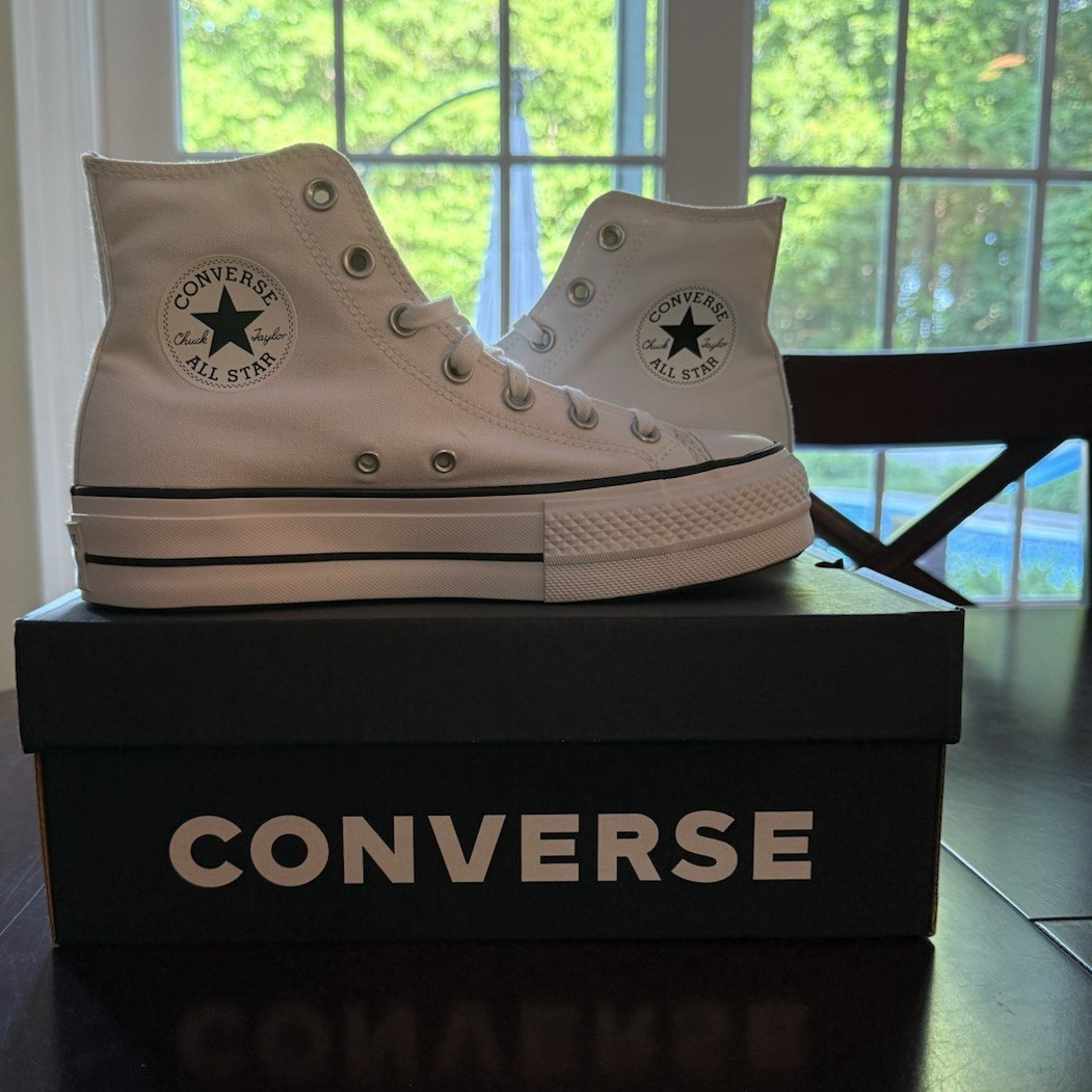 Converse Chuck Taylor All Star Lift Hi High Top White Canvas Sneaker A05446F