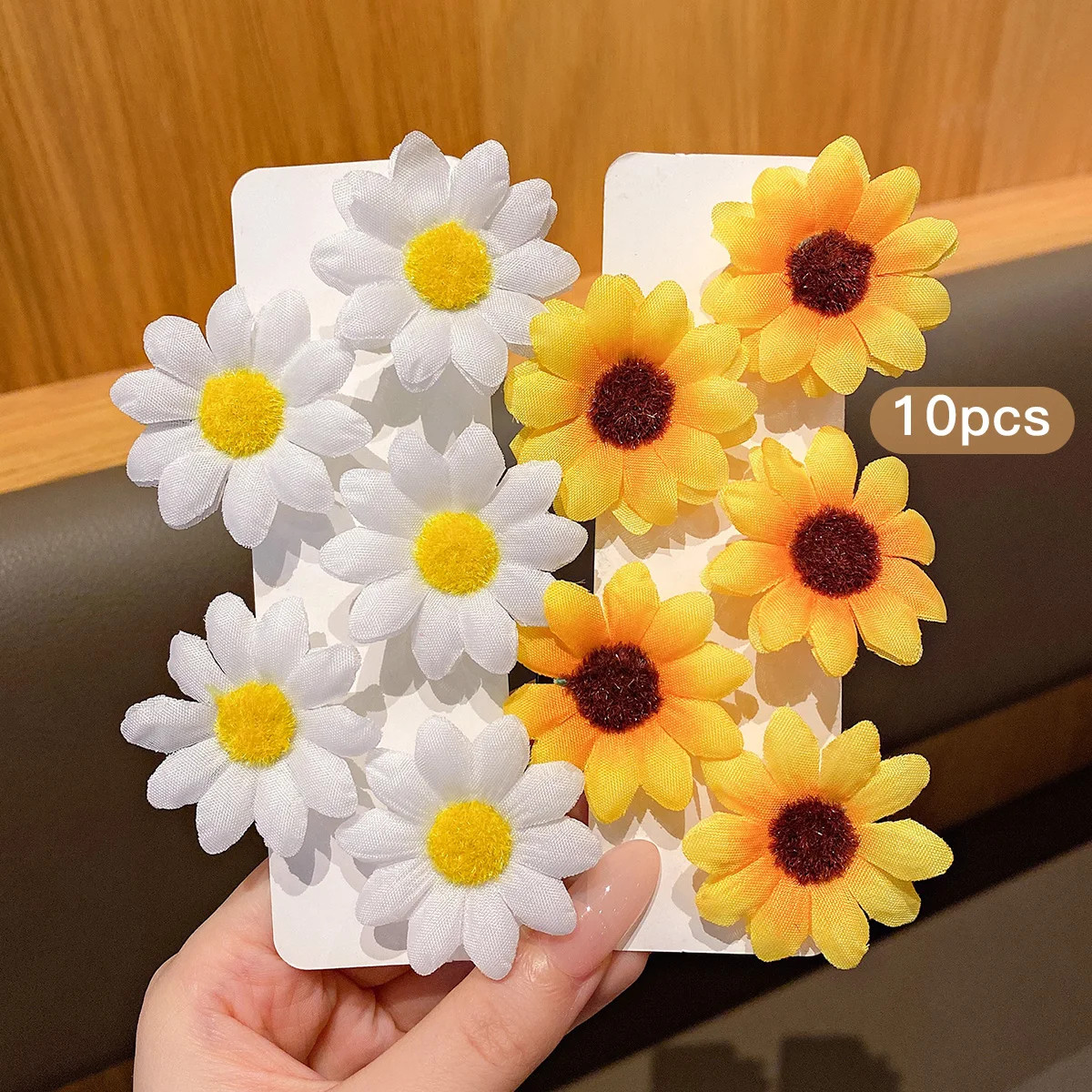 10 Pc Sunflower Hair Clips Cute Daily Hair Bands Headflowers Girls Accessories