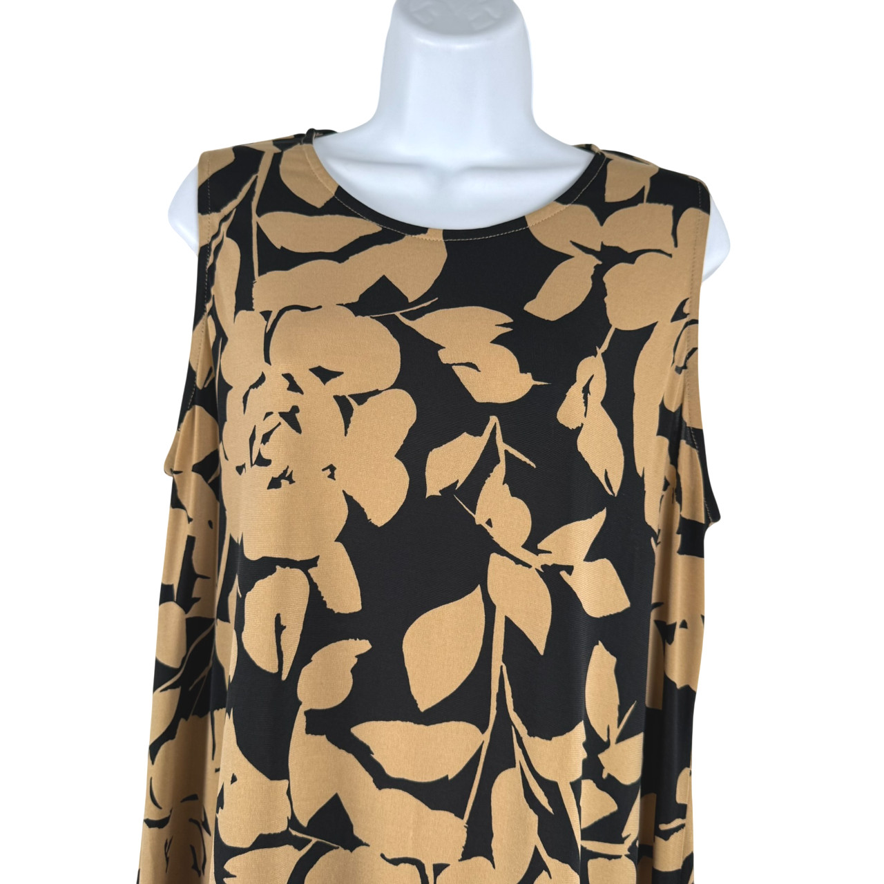 Alembika Tunic Top Size 5 Sleeveless Floral Stretch Lagenlook DR-1722