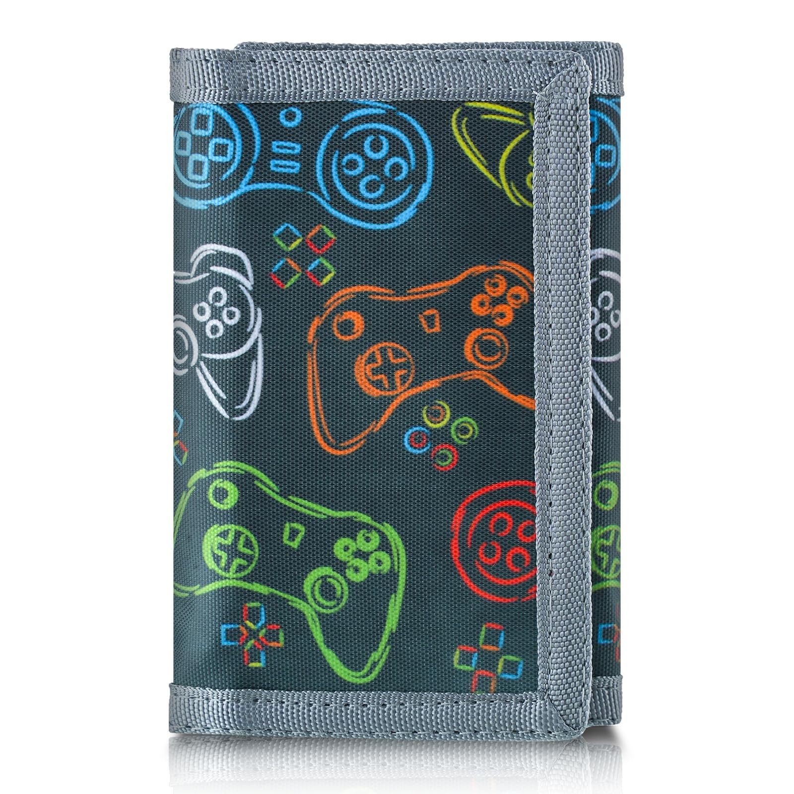 JONYEE Kids Wallet for Boys Ages 4-18, 9.3 x 4.7 inches, KT16-Game Black